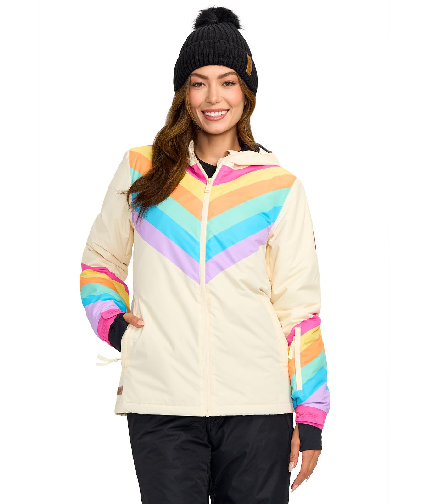 Women's Waterproof Ski Jackets - Bright Colorful Hooded Snow Jackets for Adults by Tipsy Elves | Perfect for Après Ski, Winter Sports & Outdoor Adventures