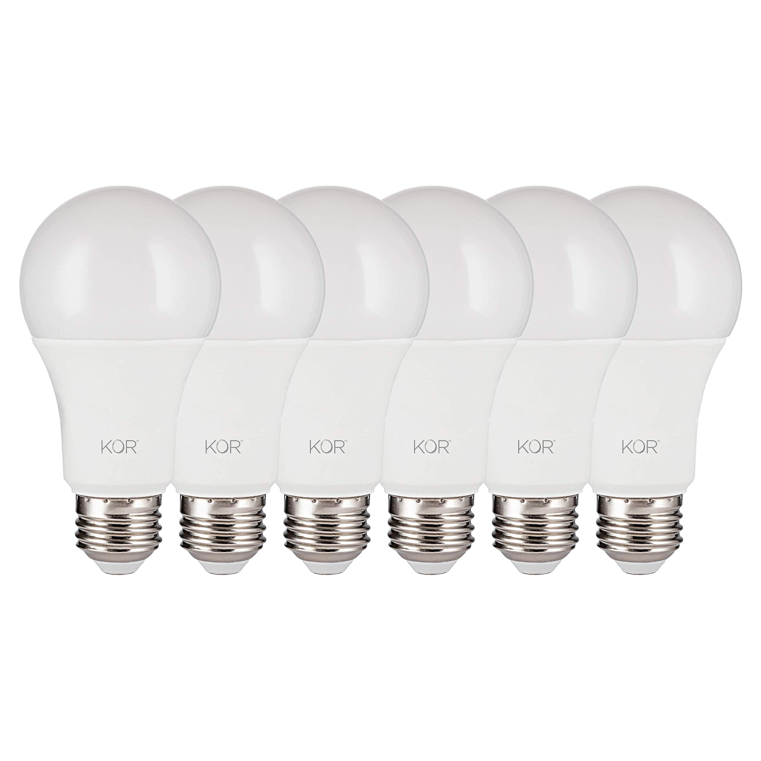 KOR LED Light Bulbs 6-Pack - 5000K Daylight White A19 Bulbs with E26 Base - 15W (100W Equivalent) 1500 Lumen Shatterproof Energy Saving LED Lights for Home, Office, Bedroom, and Kitchen Lighting