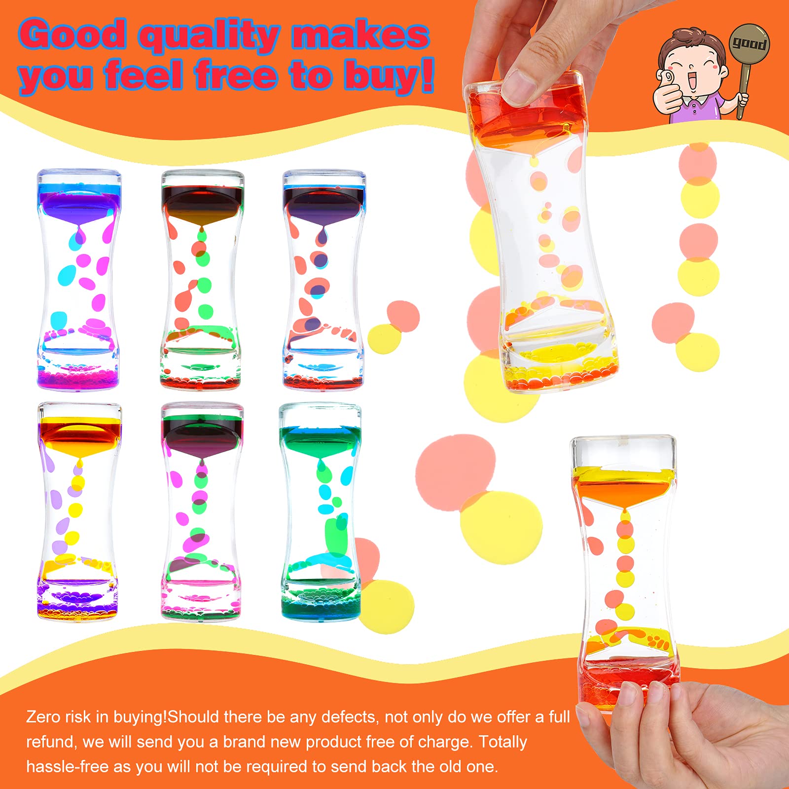 Liquid Motion Bubbler Timer - Diamond Shaped Sensory Toy for Stress Relief, Autism, ADHD & Focus - Desk Decor for Kids & Adults - Penguin Themed Home Office Ornament (Red/Yellow) - Perfect for Classroom, Therapy & Anxiety Relief