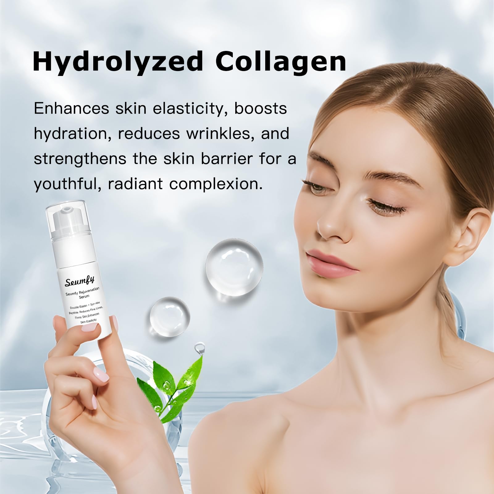 **Anti-Wrinkle Hydrating Face Serum with Hydrolyzed Collagen – Brightens Dull Skin, Reduces Fine Lines – 30ml/1.01 Fl Oz – Perfect for Daily Skincare & Nighttime Routine**