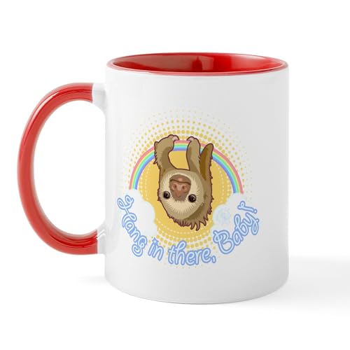 White/Red Inside - Hang In There Sloth Mug
