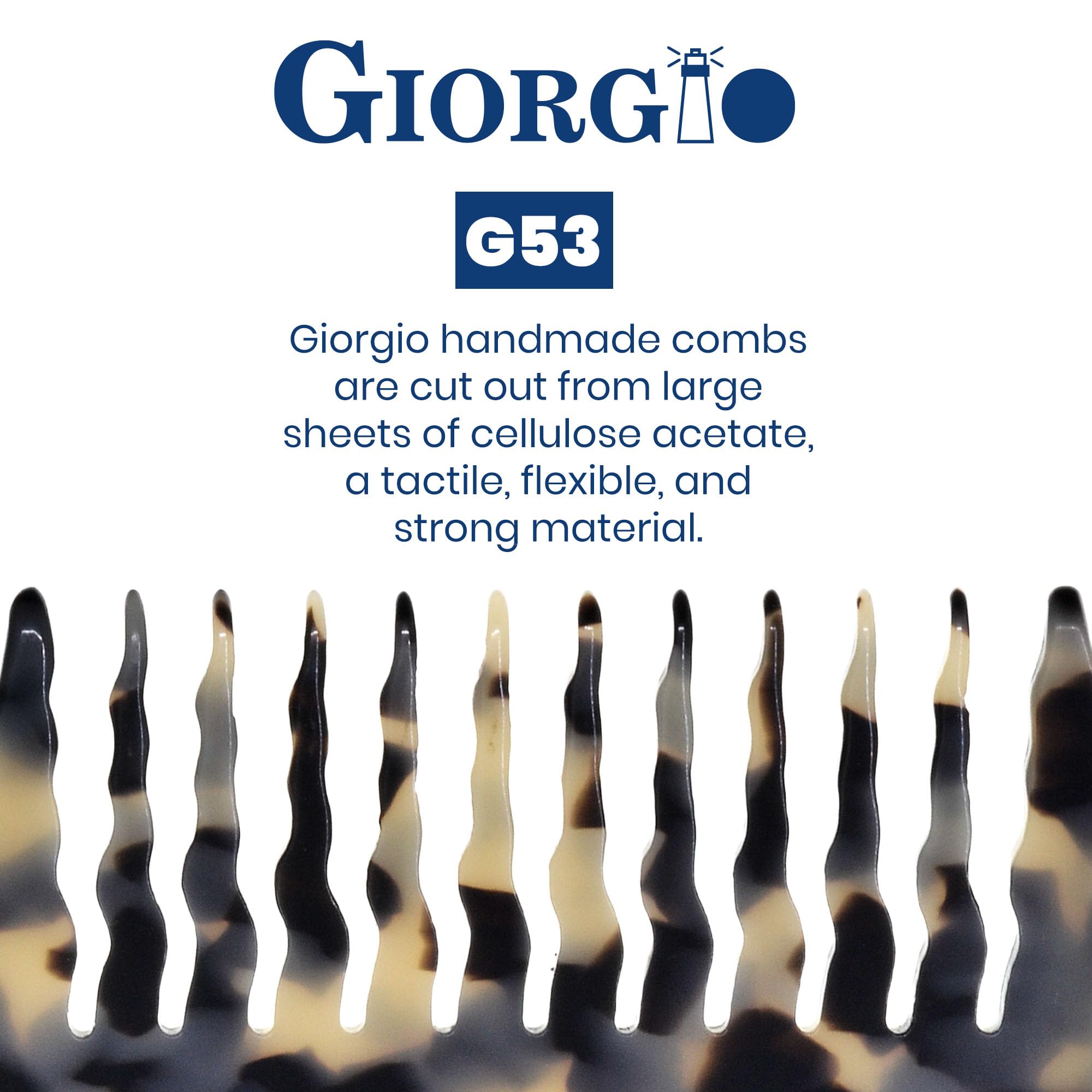 Giorgio G53 Wide Tooth Comb for Curly Hair Detangler - Handmade Wooden Rake Comb for Thick, Wet & Dry Hair - Perfect for Salon Styling, Home Hair Care & Travel