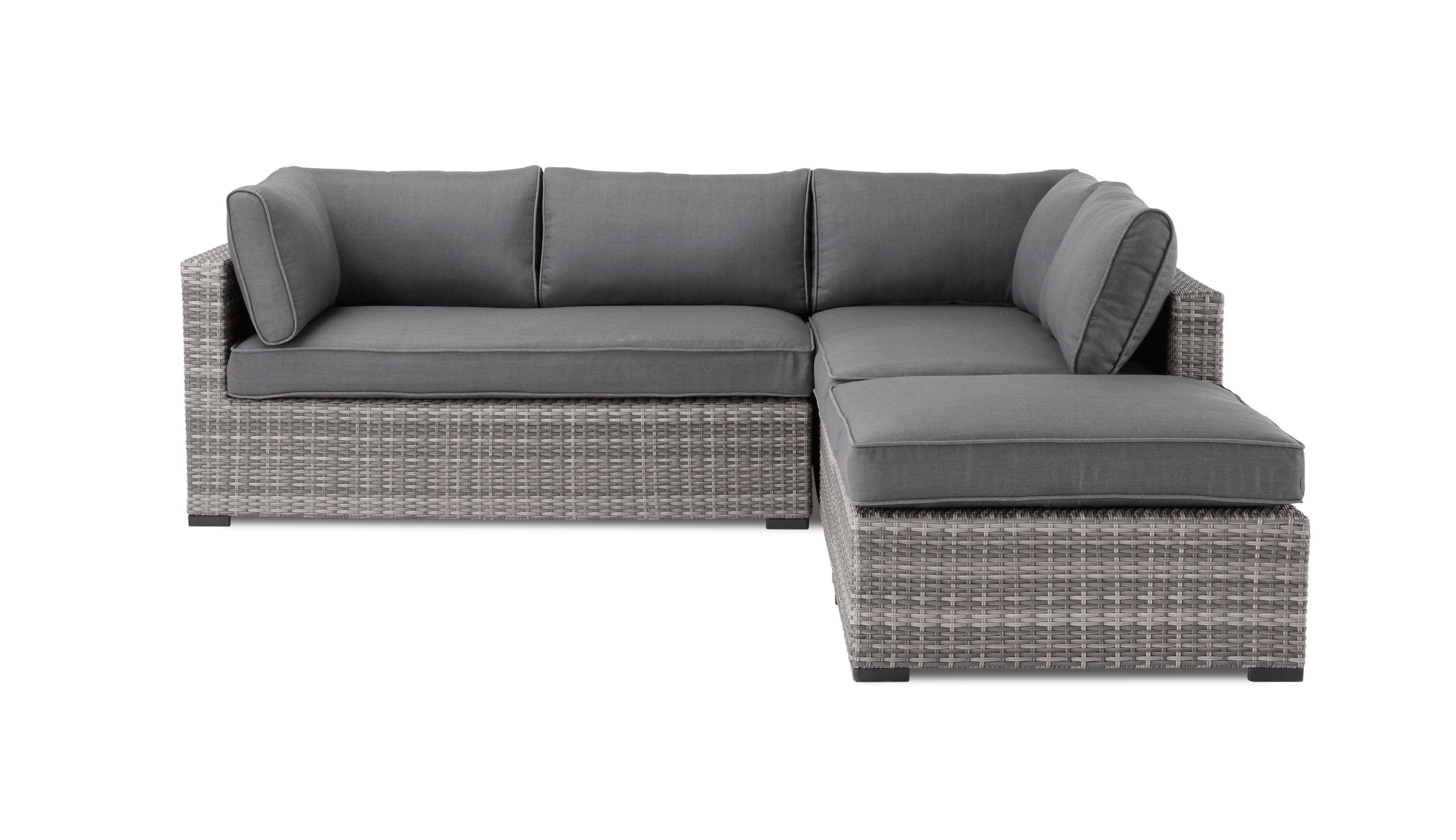 Caribe 2-Piece Outdoor Sectional Sofa Set with Ottoman - Weather-Resistant Grey Patio Furniture for Backyard, Poolside & Garden Relaxation