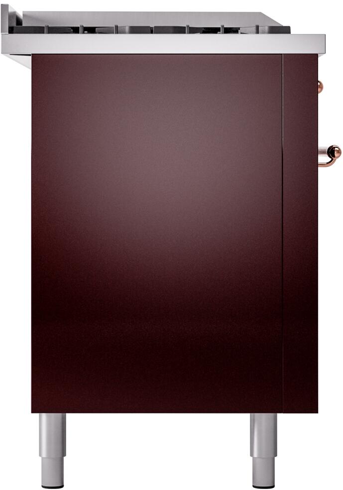 ILVE Nostalgie II 60-Inch Dual Fuel Range with Liquid Propane - Burgundy with Copper Trim (UP60FSNMPBUPLP) | Professional Gas Stove for Home Kitchen, Perfect for Cooking, Baking & Entertaining