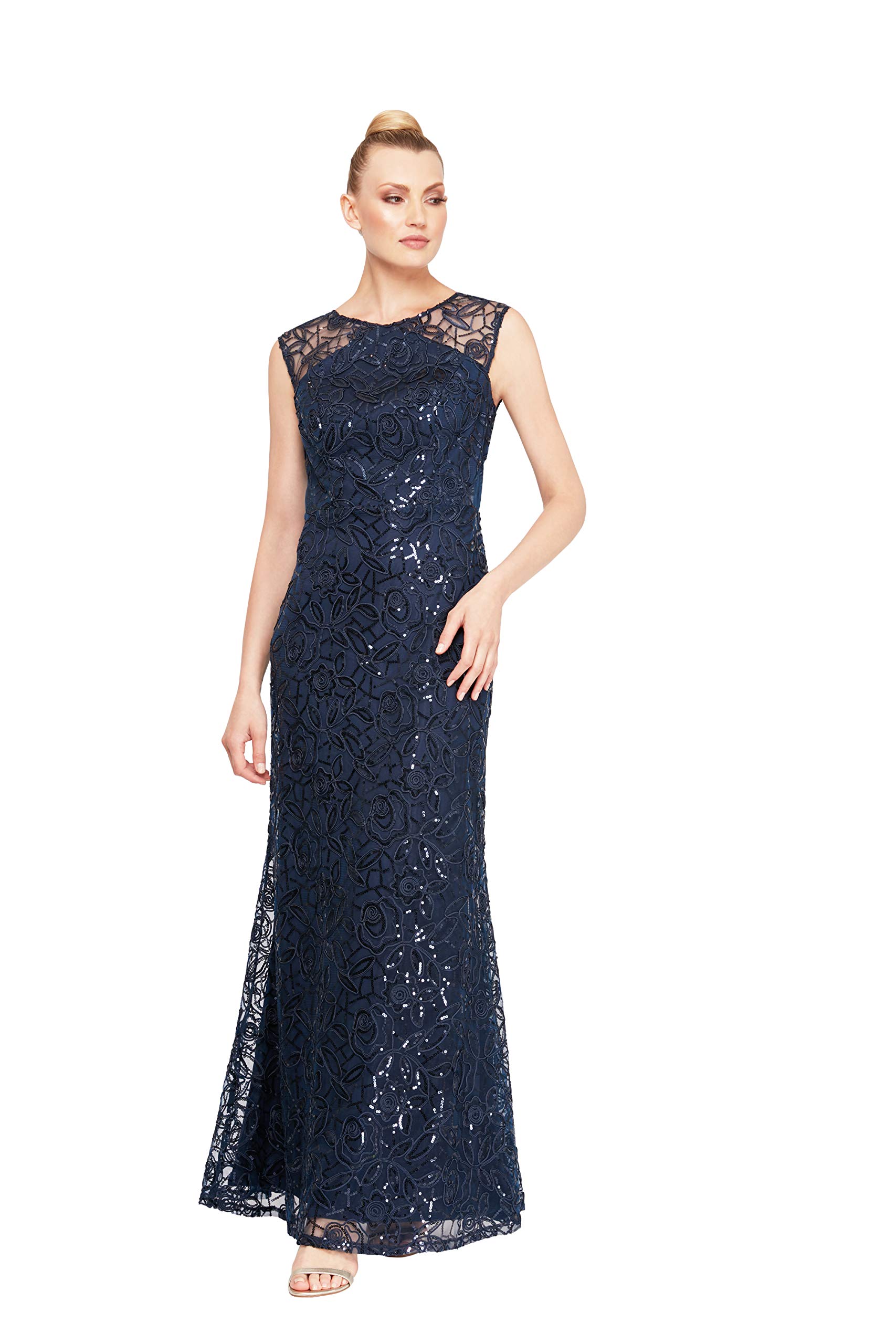 Sparkling Sequined Bodice Dress for Women - Elegant Party & Evening Gown for Prom, Cocktail, Wedding Guest & Special Occasions