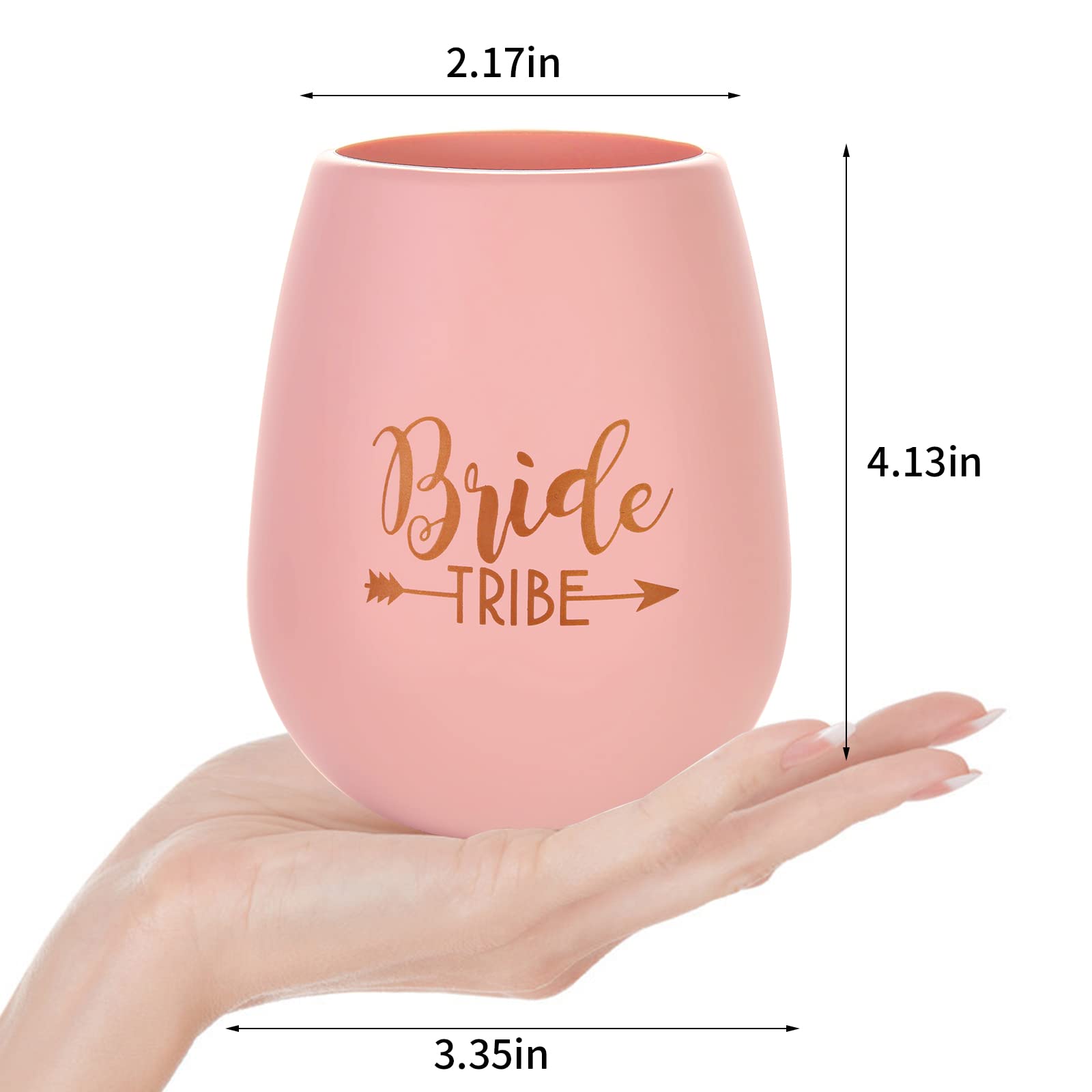 10-Pack Bachelorette Party Wine Cups - White & Rose Gold Silicone Bride Tribe Glasses, Bridal Shower Favors, Wedding Gifts for Bridesmaids - Perfect for Girls' Night, Wedding Celebrations & Bachelorette Parties