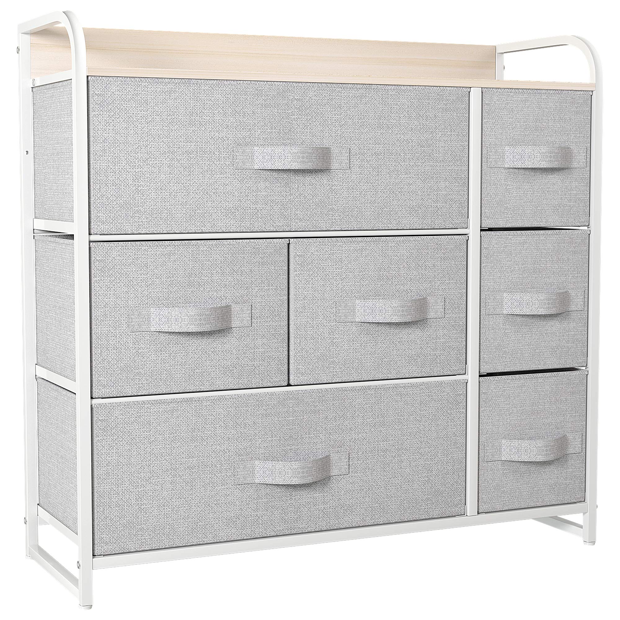 YITAHOME 7-Drawer Fabric Dresser with Shelves - Sturdy Steel Frame & Wooden Top Storage Organizer for Bedroom, Closet & Living Room - Easy Pull Fabric Bins for Home Organization