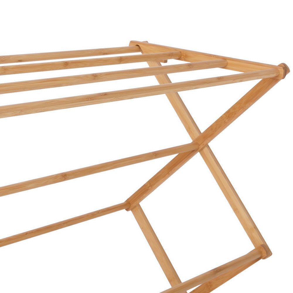 Artiss Foldable Bamboo Clothes Rack - Portable Laundry Drying Stand with Garment Hanger for Bedroom, Closet & Outdoor Use