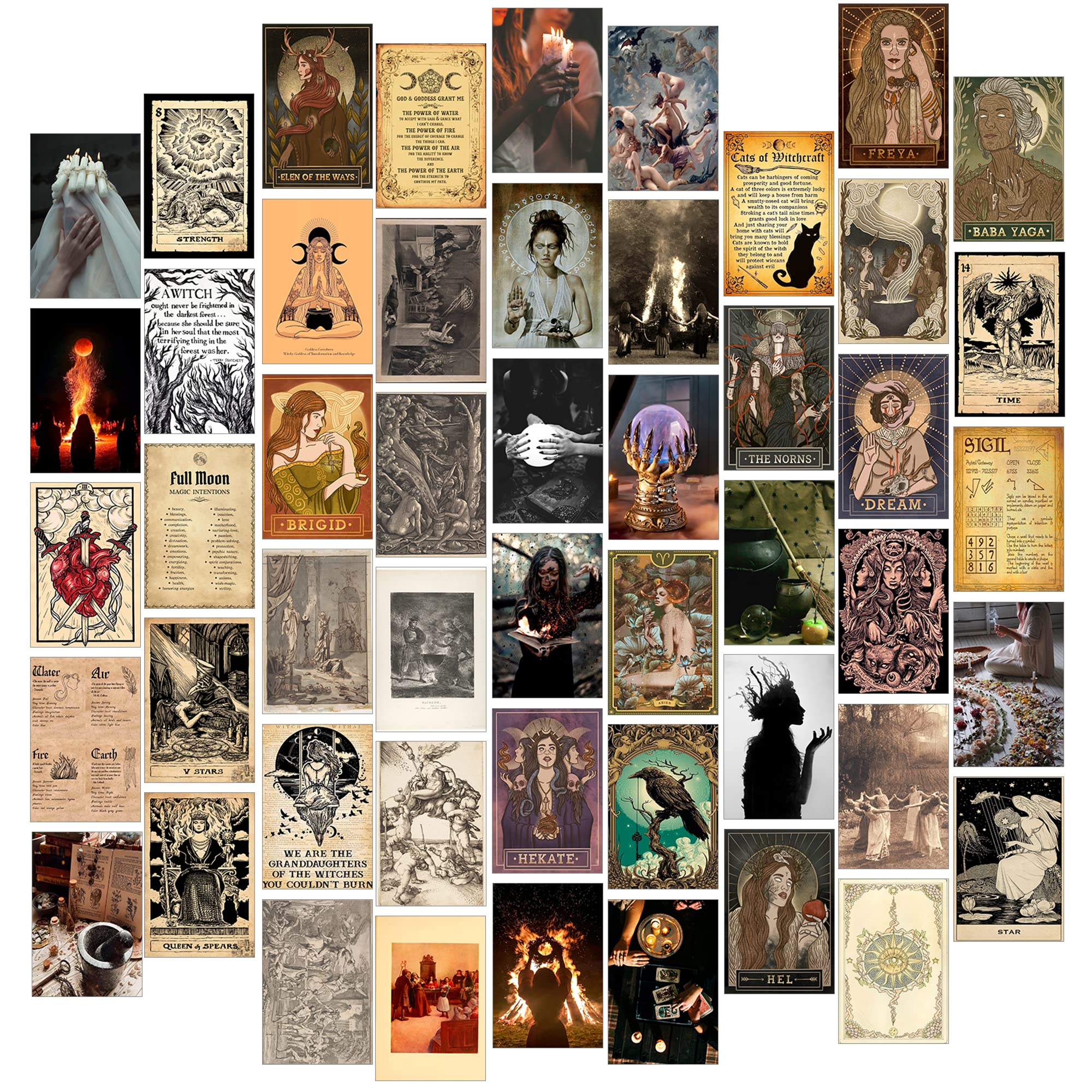 50pcs Vintage Witchy Room Decor Posters - Gothic Wall Collage Kit for Aesthetic Home Decor | Perfect for Halloween, Witch Themed Bedroom & Gothic Gift Ideas