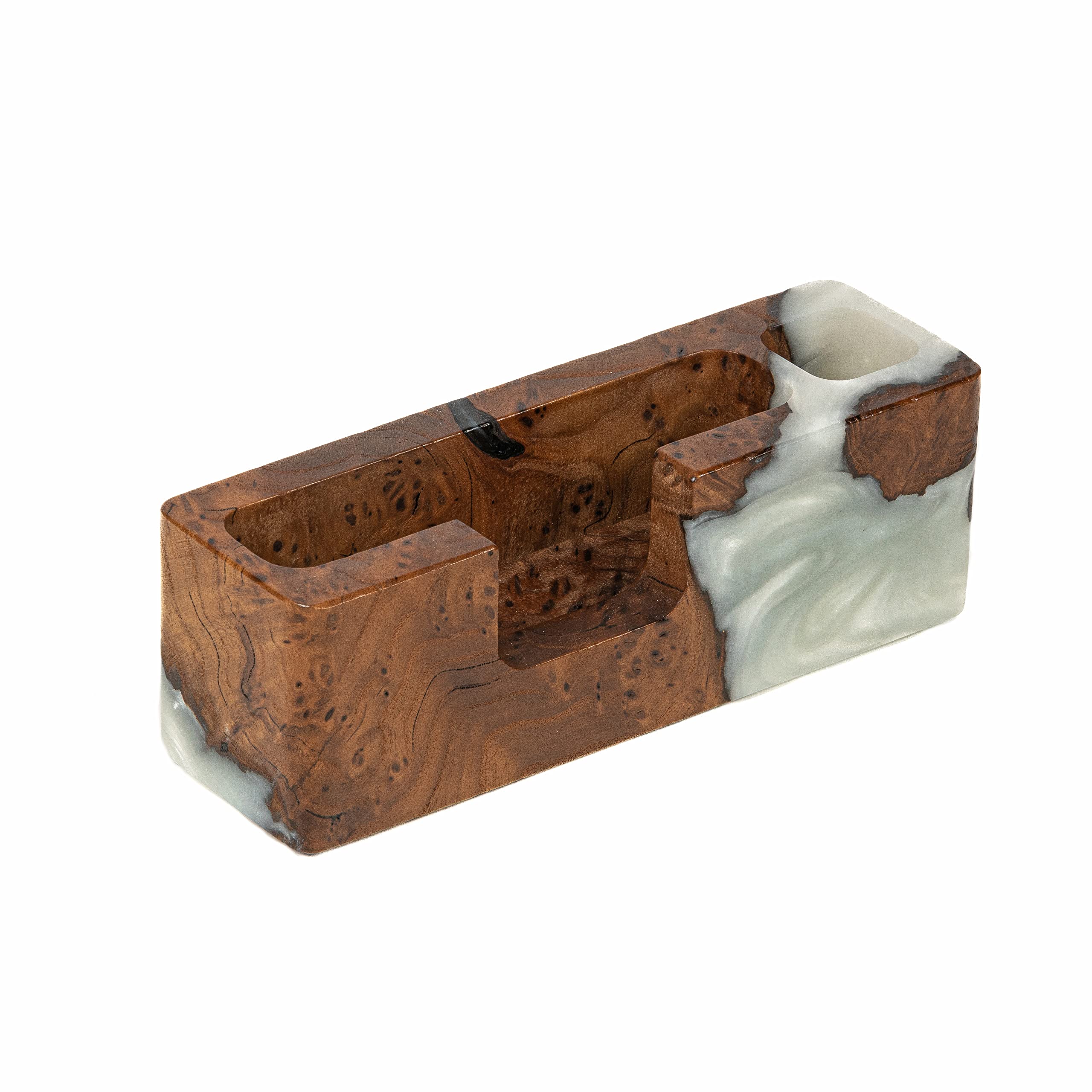 Premium Resin & Wood Office Desk Organizer Set - Unique Teacher Appreciation Gift, Graduation Gift, Administrative Professional Day Present (Platinum Set with Phone Stand & Pen/Note Holder) - Perfect for Home Office, Classroom, and Corporate Workspaces