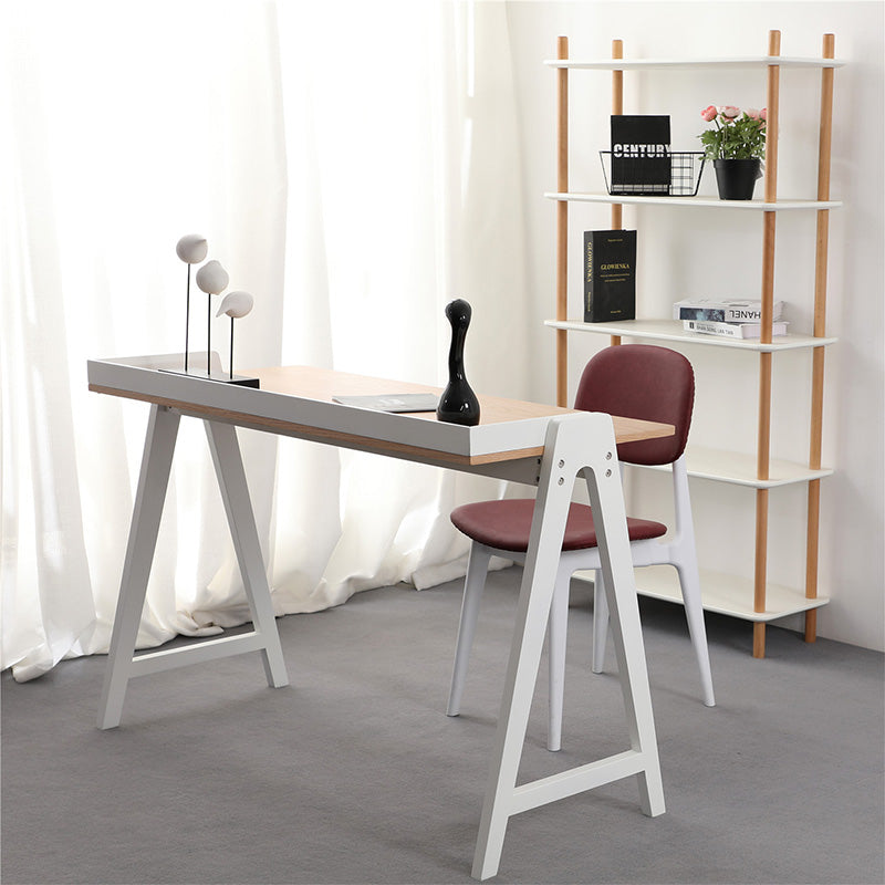 YARA Study Desk 118cm White & Natural - Modern Writing Desk for Home Office, Student Study & Small Space Workstation