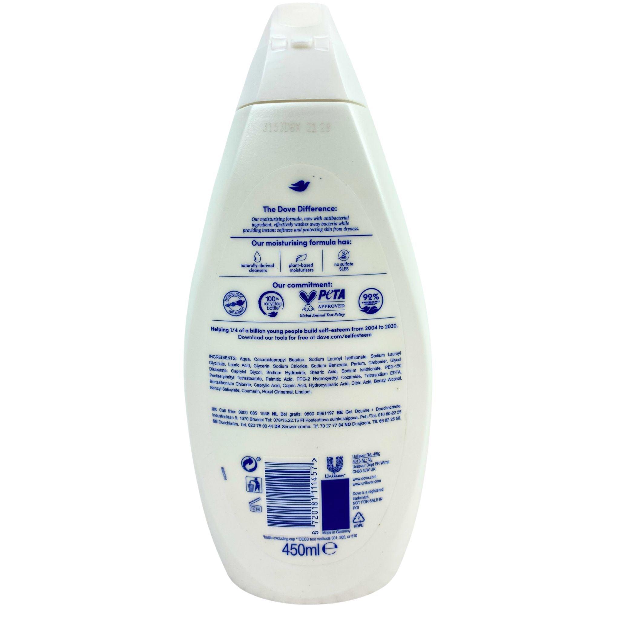 Dove Antibacterial Body Wash 450ml (12 Pack) - Gentle Cleansing for Sensitive Skin, Perfect for Daily Shower & Family Use