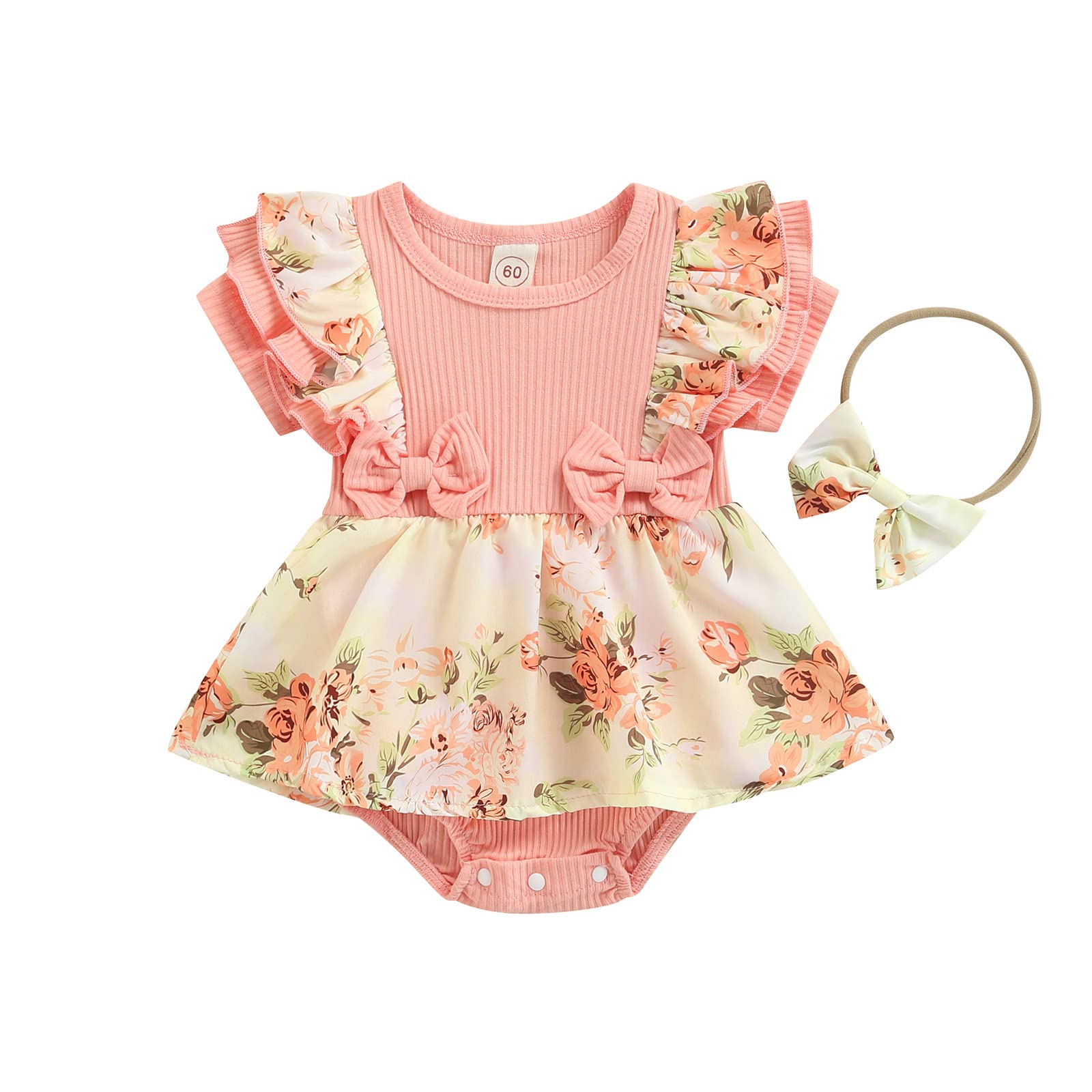Newborn Baby Girl Clothes Set - Cute Infant Romper with Suspenders & Ruffle Dress Outfit, Soft Jumpsuit & Headband for Fall Winter - Perfect for Photoshoots, Family Gatherings & Special Occasions