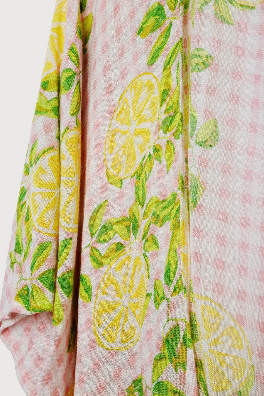 Stylish Short Tie Front Kimono in Citrus Gingham Print - Perfect for Beach Cover-ups, Summer Outfits & Boho Fashion