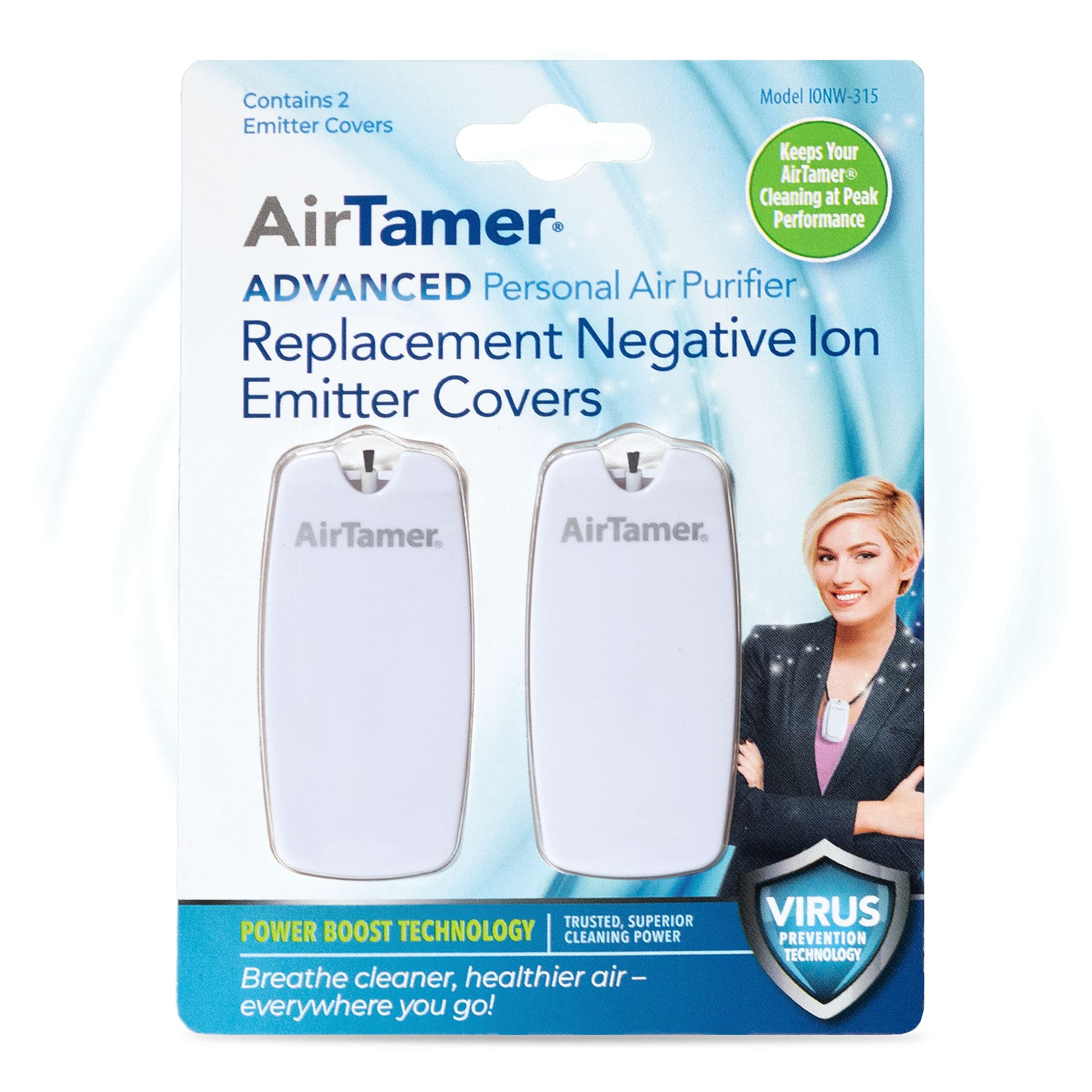 AirTamer A315W Replacement Negative Ion Emitter Filters (2-Pack, White) - Compatible with AirTamer Personal Air Purifier - Perfect for Travel, Office & Home Use
