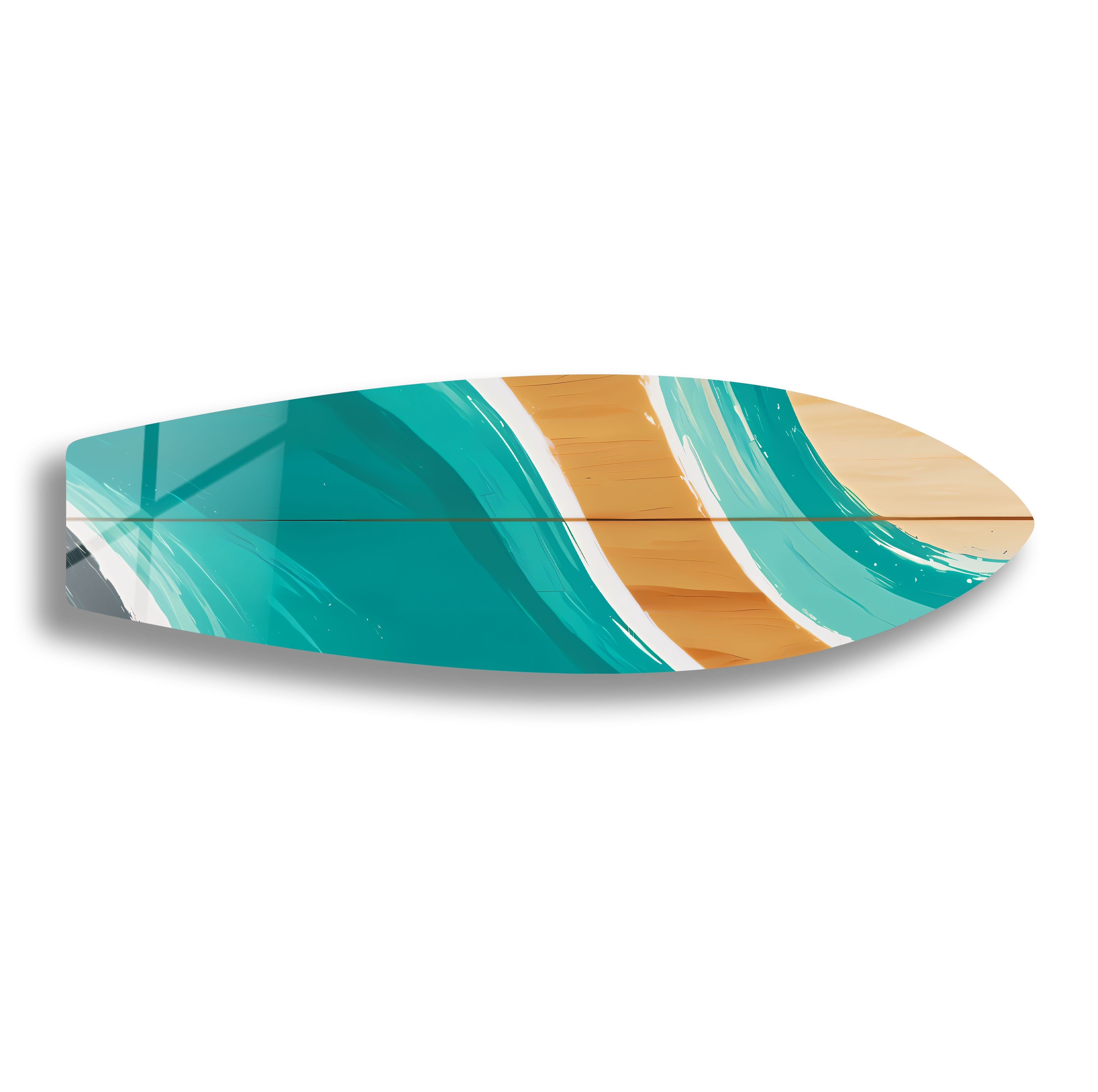 Blue and Brown Surfboard Wall Art Decor - Coastal Beach Theme Surfing Print for Living Room, Bedroom, or Office