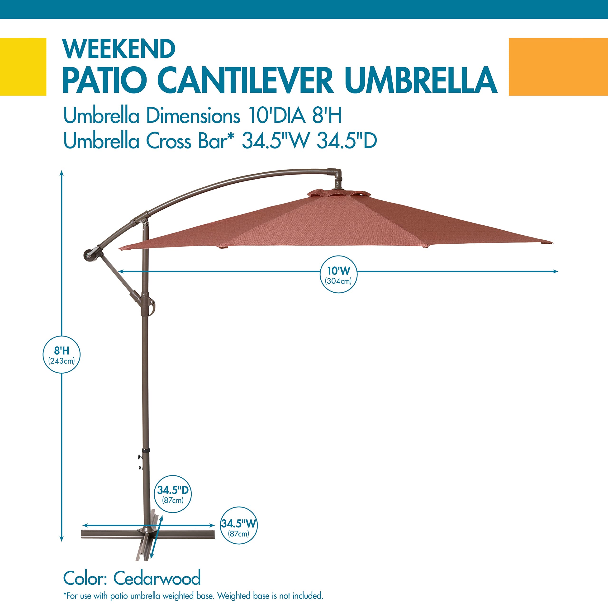 Classic Duck Covers DUCN2 Weekend Patio Cantilever Umbrella - Waterproof Outdoor Sun Shade for Poolside, Garden, and Backyard Relaxation