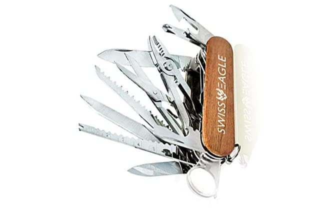 Swiss Eagle Premium Multi-Tool Pocket Knife for Men - 30-in-1 Stainless Steel Survival Tool with Pliers, Screwdrivers & Bottle Opener - Perfect for Camping, Hiking, Outdoor Adventures & Everyday Carry (EDC)