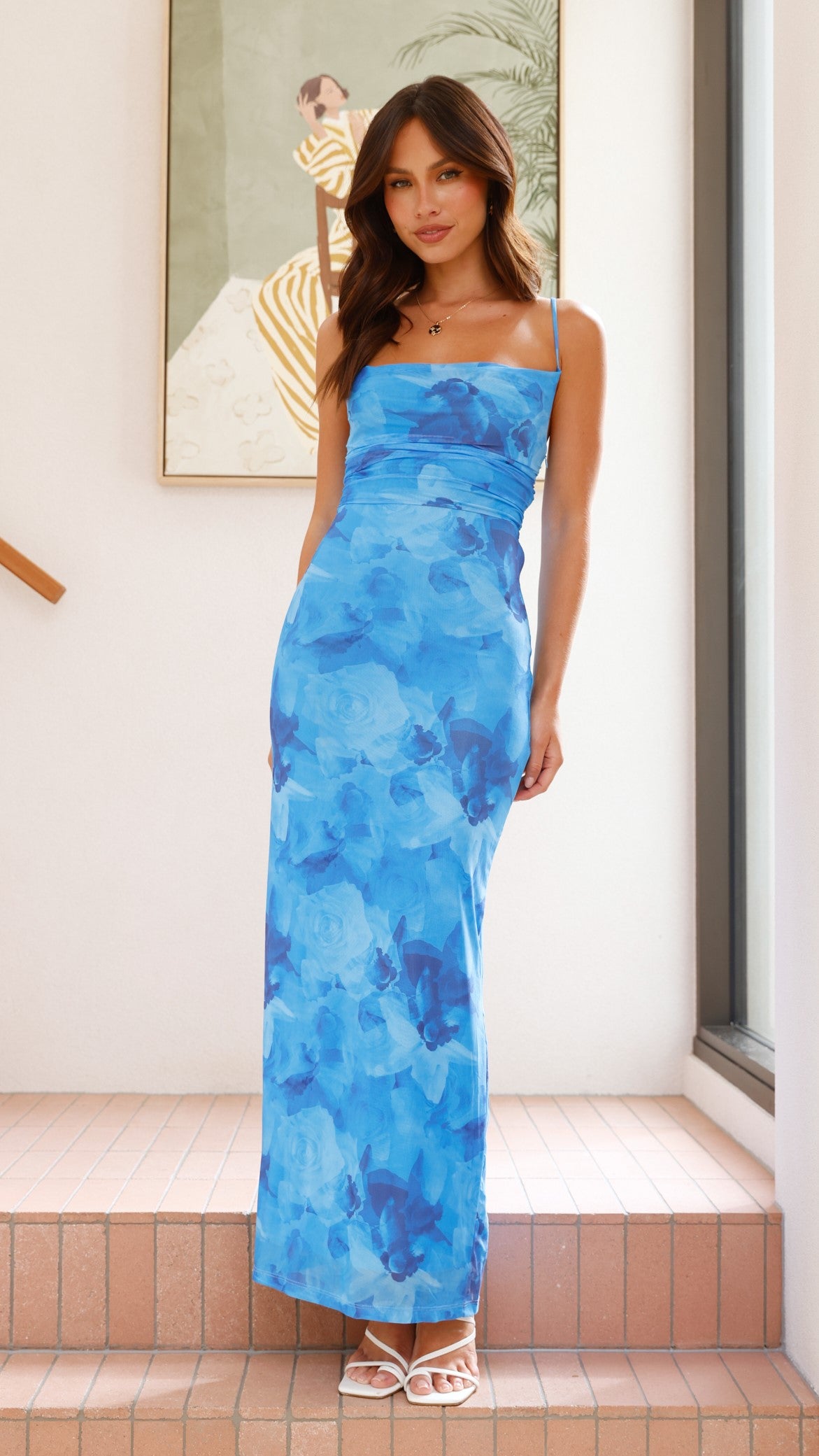 Ashley Maxi Dress - Dark Blue Floral Print Women's Summer Dress | Perfect for Beach Vacations, Weddings & Casual Outings