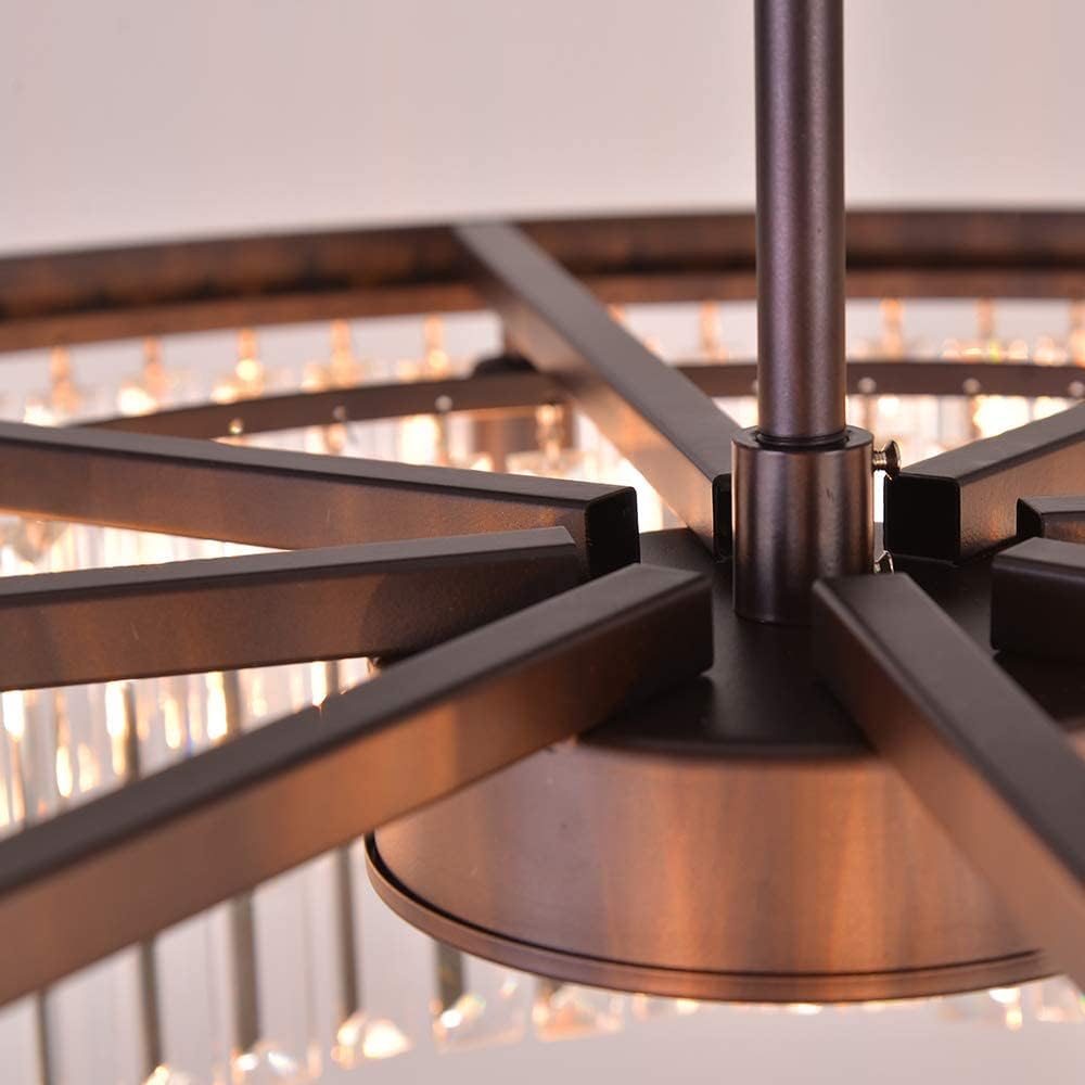 Oil Rubbed Bronze Crystal Chandelier - Modern 8-Light Ceiling Fixture for Dining Room & Living Room | Elegant Pendant Lighting with 33.5