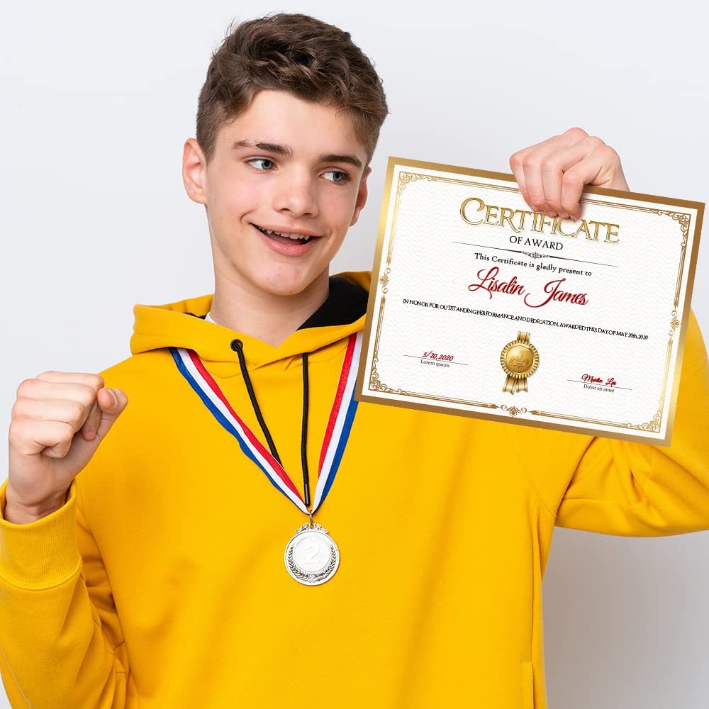 Premium Gold Foil Certificate Paper - 50 Blank Award Sheets for Diplomas, Recognition & Participation Awards - Laser & Inkjet Printer Friendly - 8.5x11 Inches - Perfect for School Ceremonies, Corporate Events & Graduation Awards