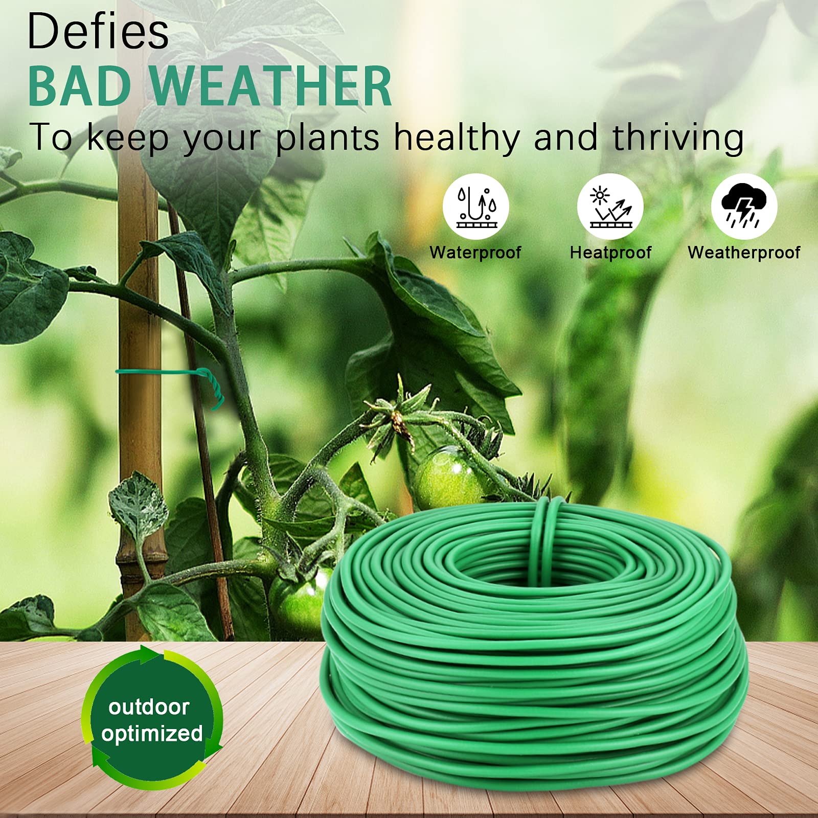 YDSL 100 Feet Soft Plant Ties - 2.5MM Green Garden Twist Ties for Supporting Climbing Plants, Tomatoes, Vegetables | Perfect for Indoor/Outdoor Gardening, Vine Training, and Plant Support Systems