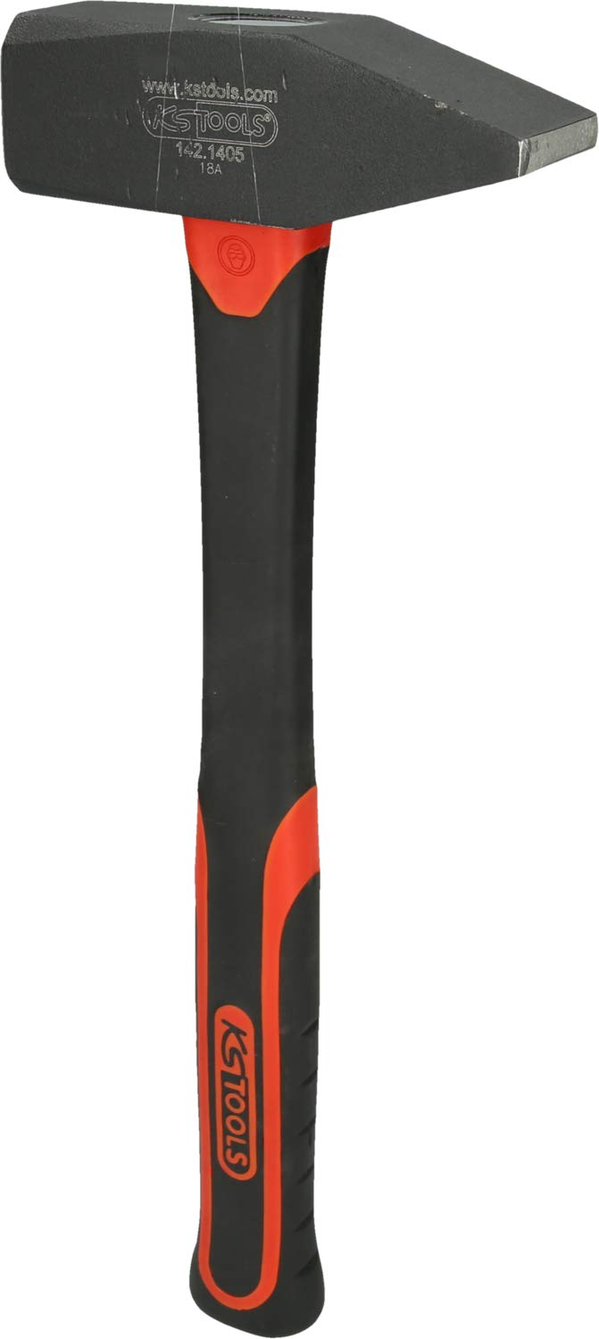 KS Tools 142.1405 Fiberglass Handle Fitters Hammer - 2000g Heavy Duty Construction Tool for Metalworking, Plumbing, and Automotive Repair