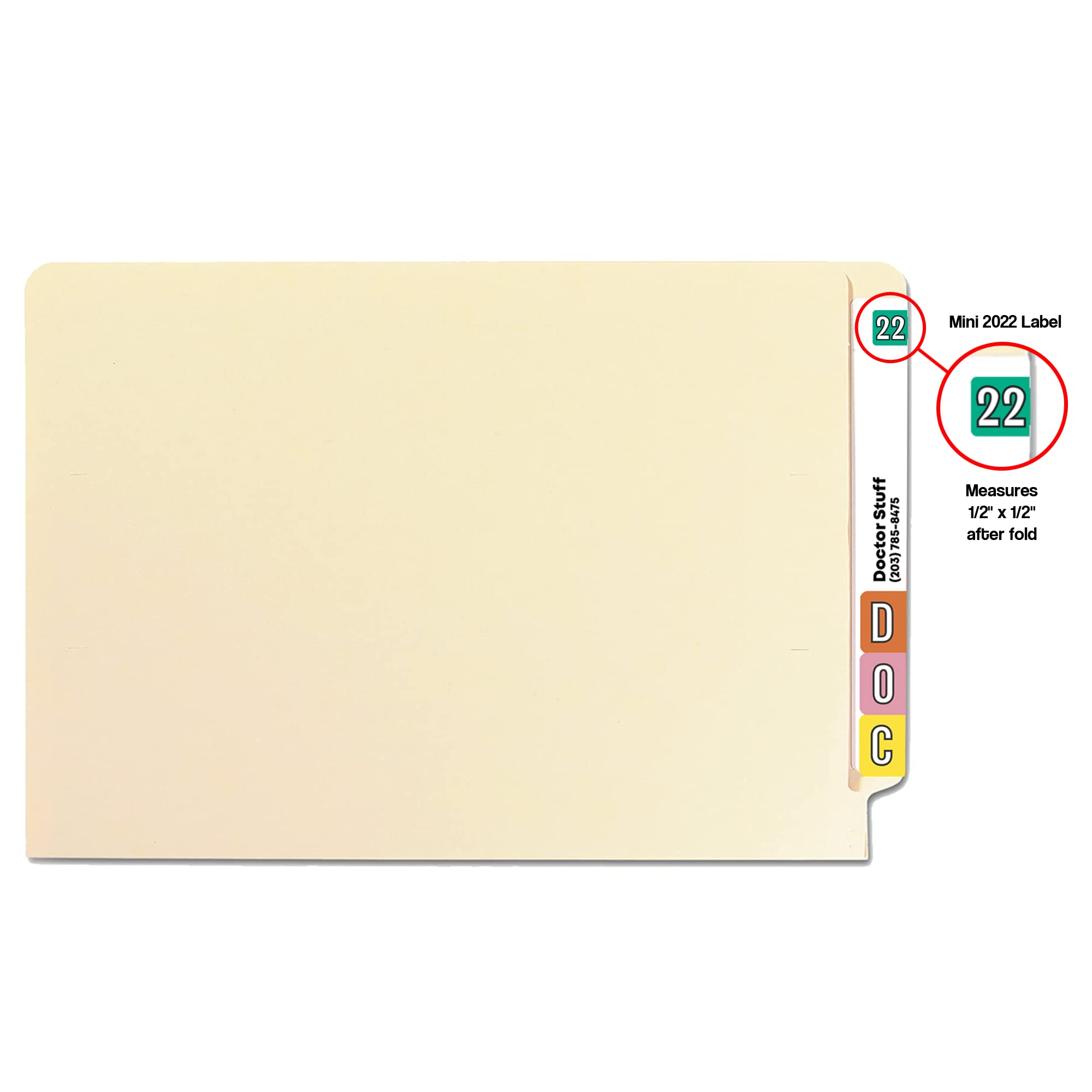 Doctor Stuff - 2022 Year Labels | Colwell Jewel Tone Compatible Series | Teal/Black File Folder Stickers (250/Pack, 1/2