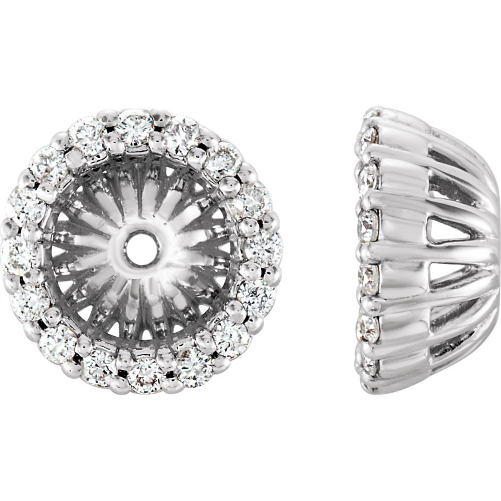 Jewels By Lux 14k White Gold 5.1mm Polished 1/6 CTW Diamond Earring Jackets Set - Perfect for Weddings, Parties & Special Occasions