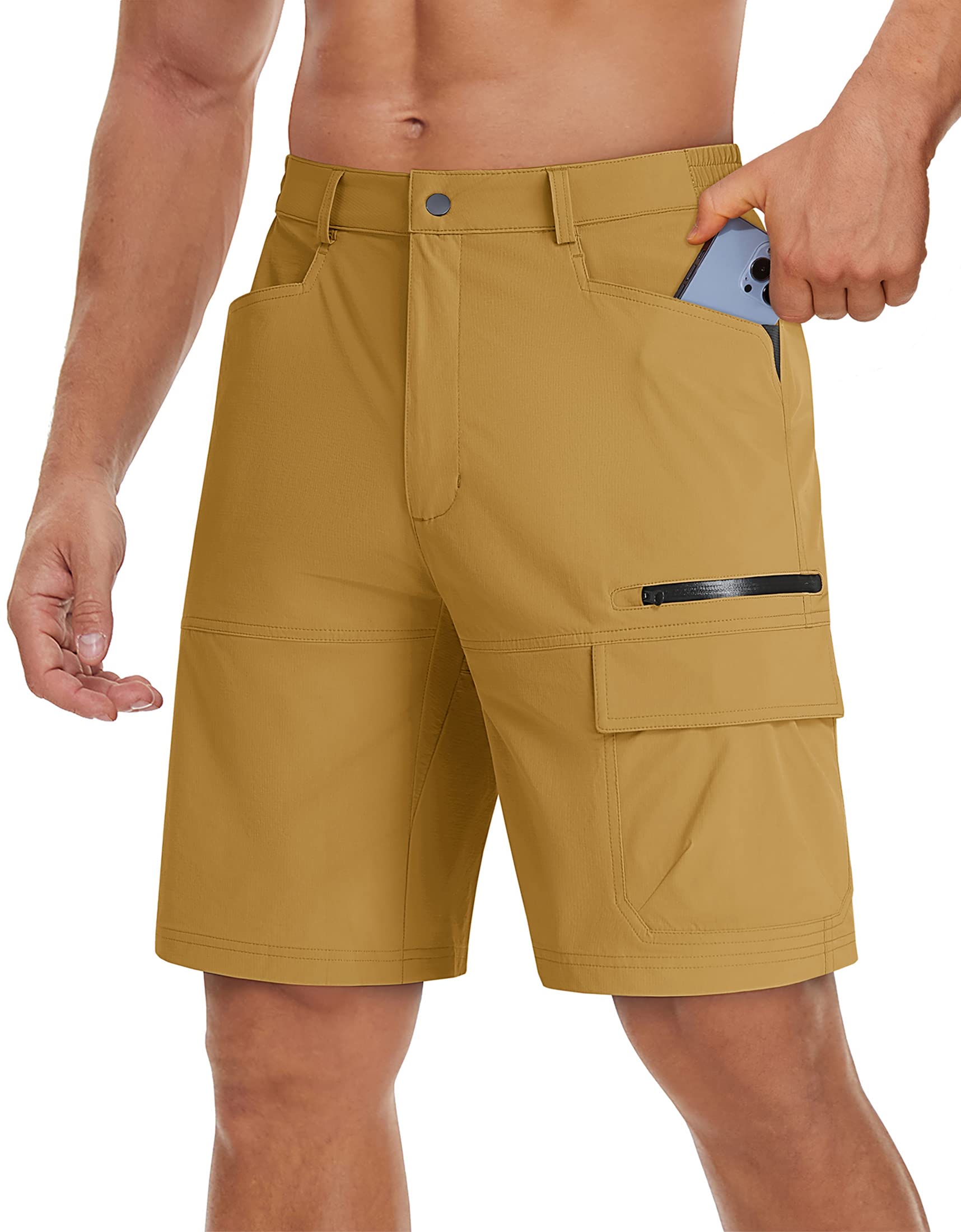 TACVASEN Men's Quick Dry Cargo Shorts - Lightweight Summer Outdoor Hiking & Work Shorts with Multiple Pockets (No Belt Included) - Perfect for Camping, Travel & Casual Wear