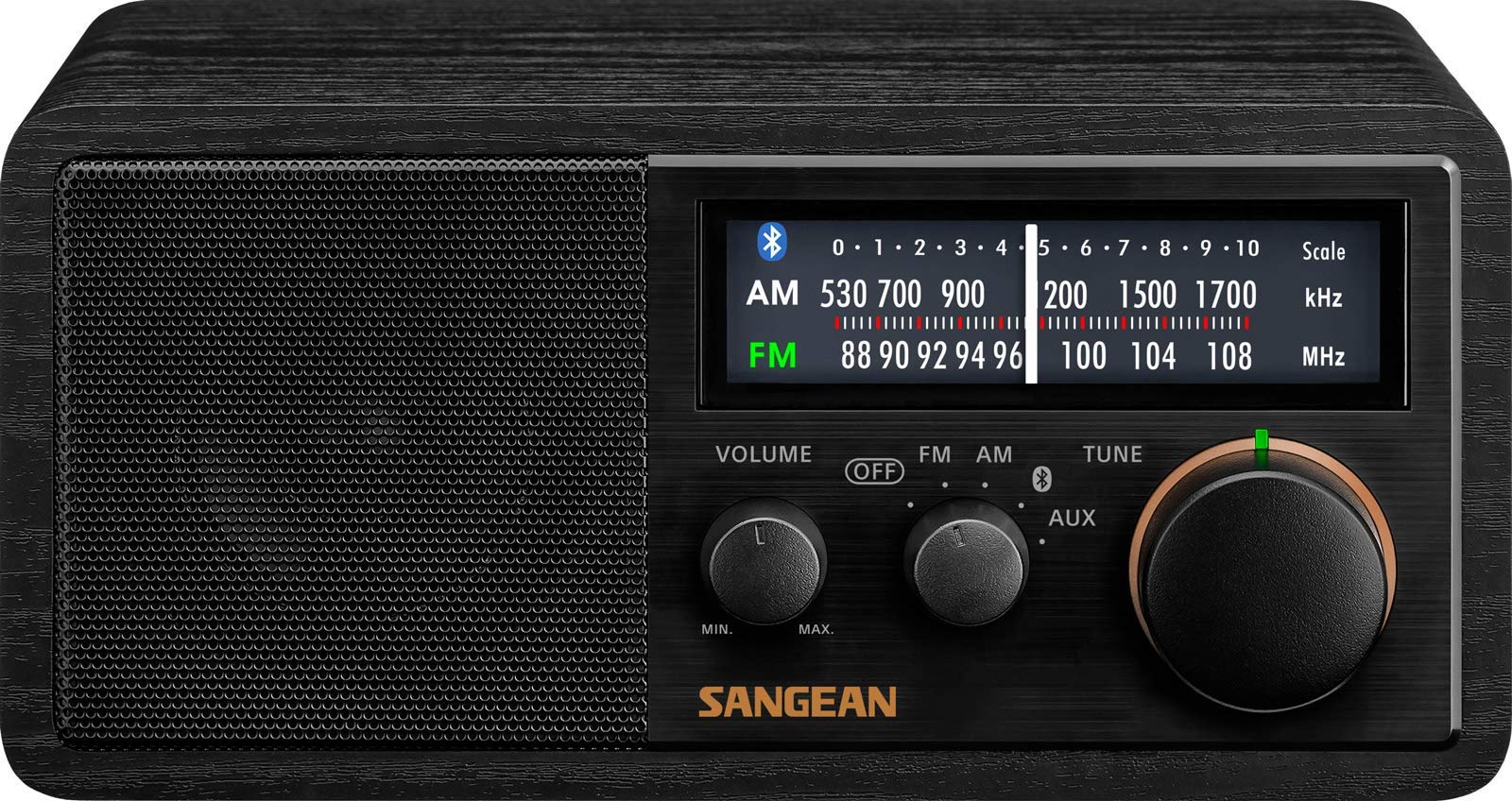 SANGEAN SG-118 AM/FM/Bluetooth Wooden Cabinet Radio with USB Phone Charging - Vintage Style Wireless Speaker for Home, Office & Outdoor Use (Renewed)