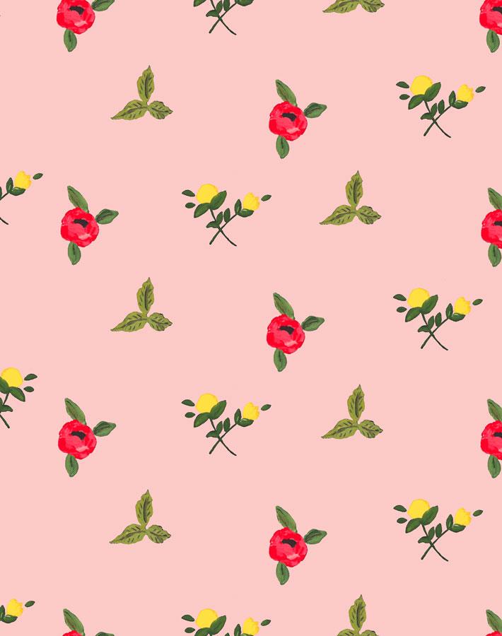 Grand Villa Garden Wallpaper by Carly Beck - Pink Floral Peel and Stick Wallpaper for Bedroom, Living Room, Bathroom Decor