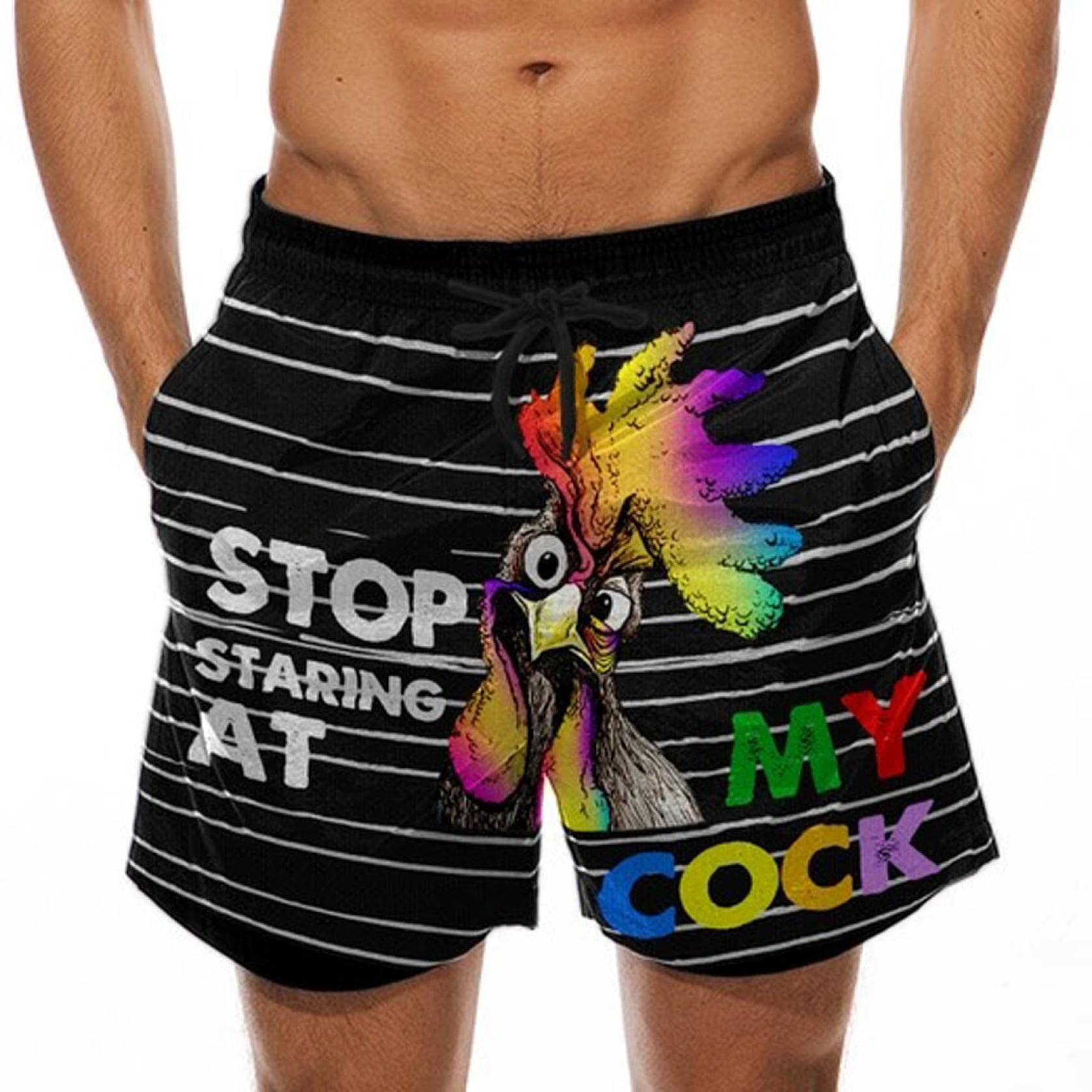 Outtop Men's Quick Dry Swim Trunks - Funny 