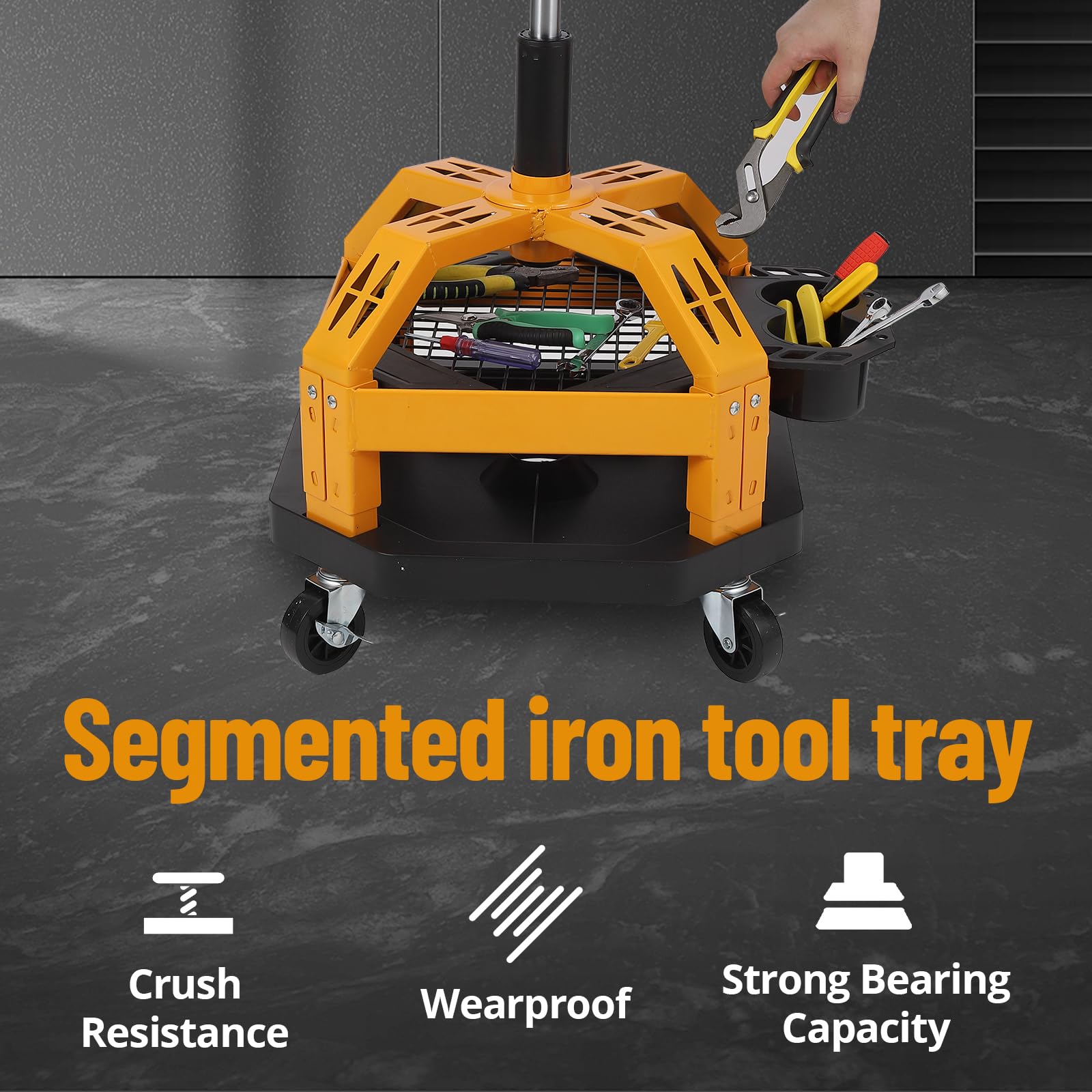 GARVEE 330LBS Heavy Duty Rolling Shop Stool for Garage - Mechanic Stool with 360° Swivel Casters, Ergonomic Design & High Weight Capacity - Perfect for Auto Repair, Workshop & Industrial Use