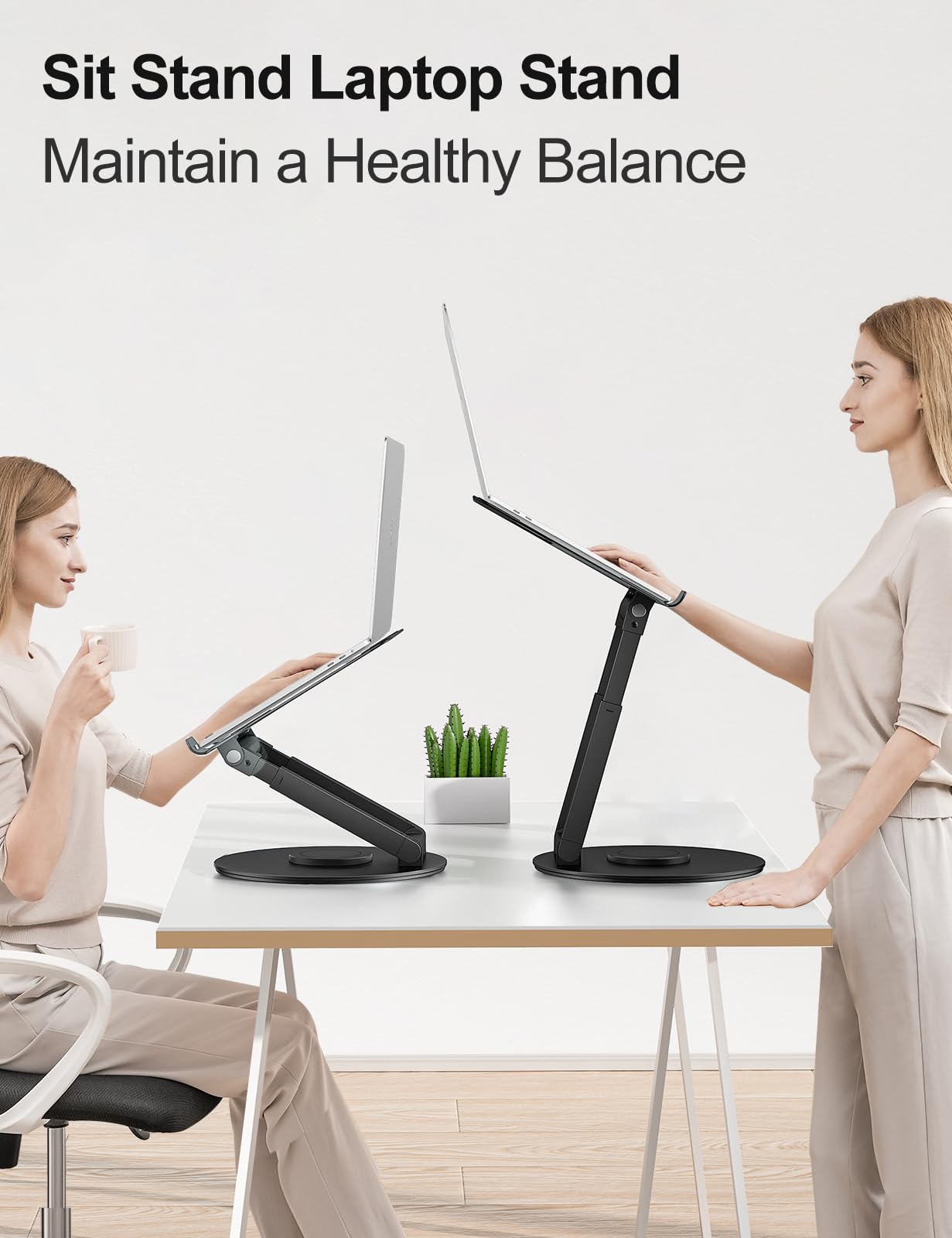 Tounee Adjustable Laptop Stand for Desk - 360° Swivel Base, Portable & Ergonomic Riser Holder for MacBook Pro & All 10-17