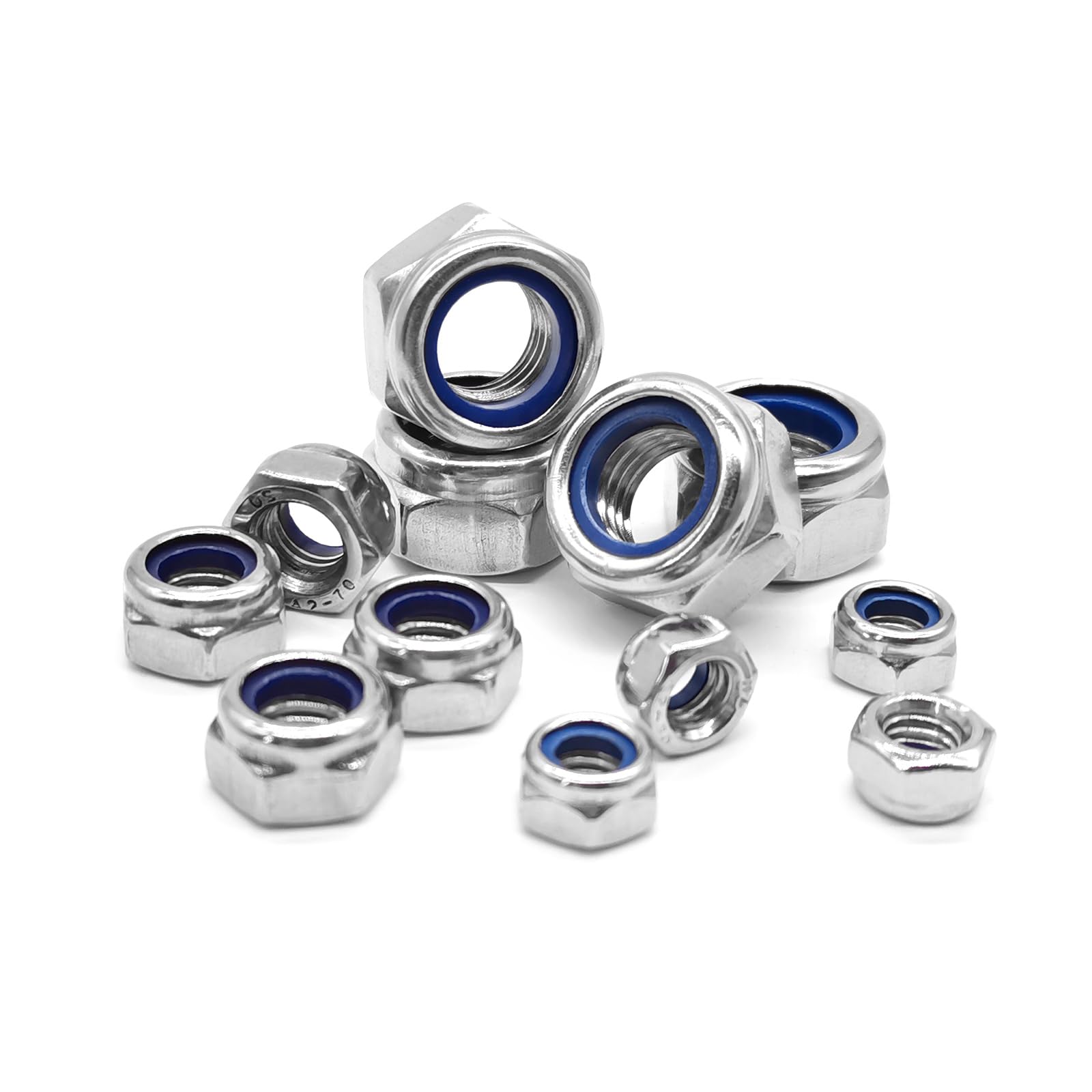 20pcs M6 Nylon Lock Nuts - 304 Stainless Steel Hex Nyloc Nuts for Bolts & Fasteners - DIY & Automotive Use