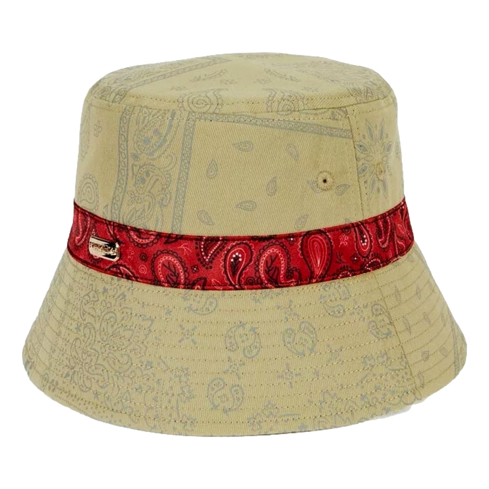 FORKICKS Reflective Bucket Hat for Men & Women - Stylish Paisley Design in Khaki - Perfect for Outdoor Activities, Running, Cycling, and Night Safety