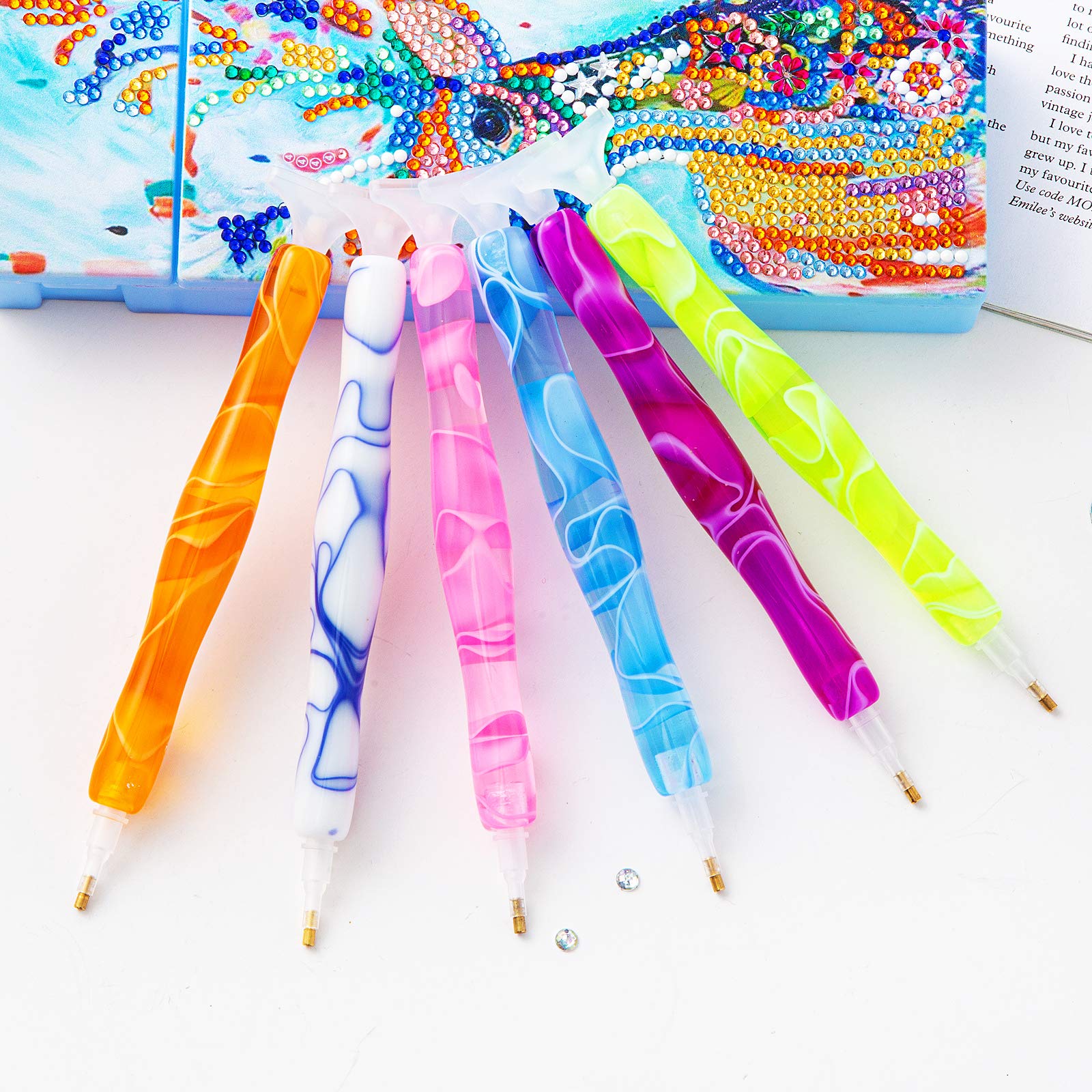 Premium Diamond Painting Pen Set - 5D Handmade Resin Art Tools with Glue Clay & Multiple Tips for Comfortable DIY Diamond Painting (White) | Perfect for Home Crafts, Gift Making & Stress Relief