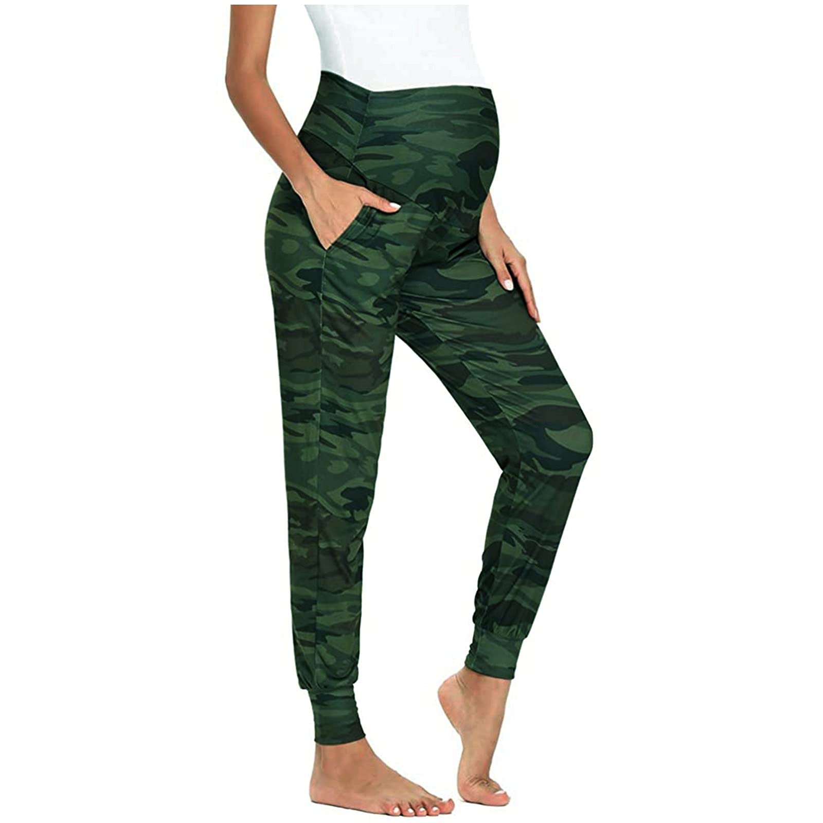 **Comfortable Stretchy Maternity Pants for Women - Soft Lounge & Casual Wear - Solid Color Pregnancy Pants for Everyday Comfort - Perfect for Work, Home & Relaxation**