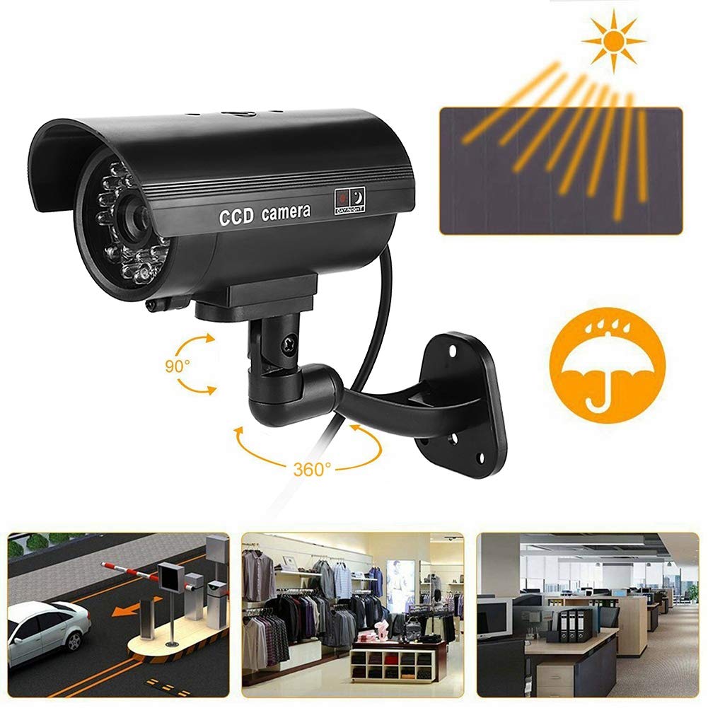 Fake Security Camera with Black Flash LED - Anti-Theft Dummy CCTV Camera for Office, Supermarket & Hotel | Deter Burglars & Enhance Safety