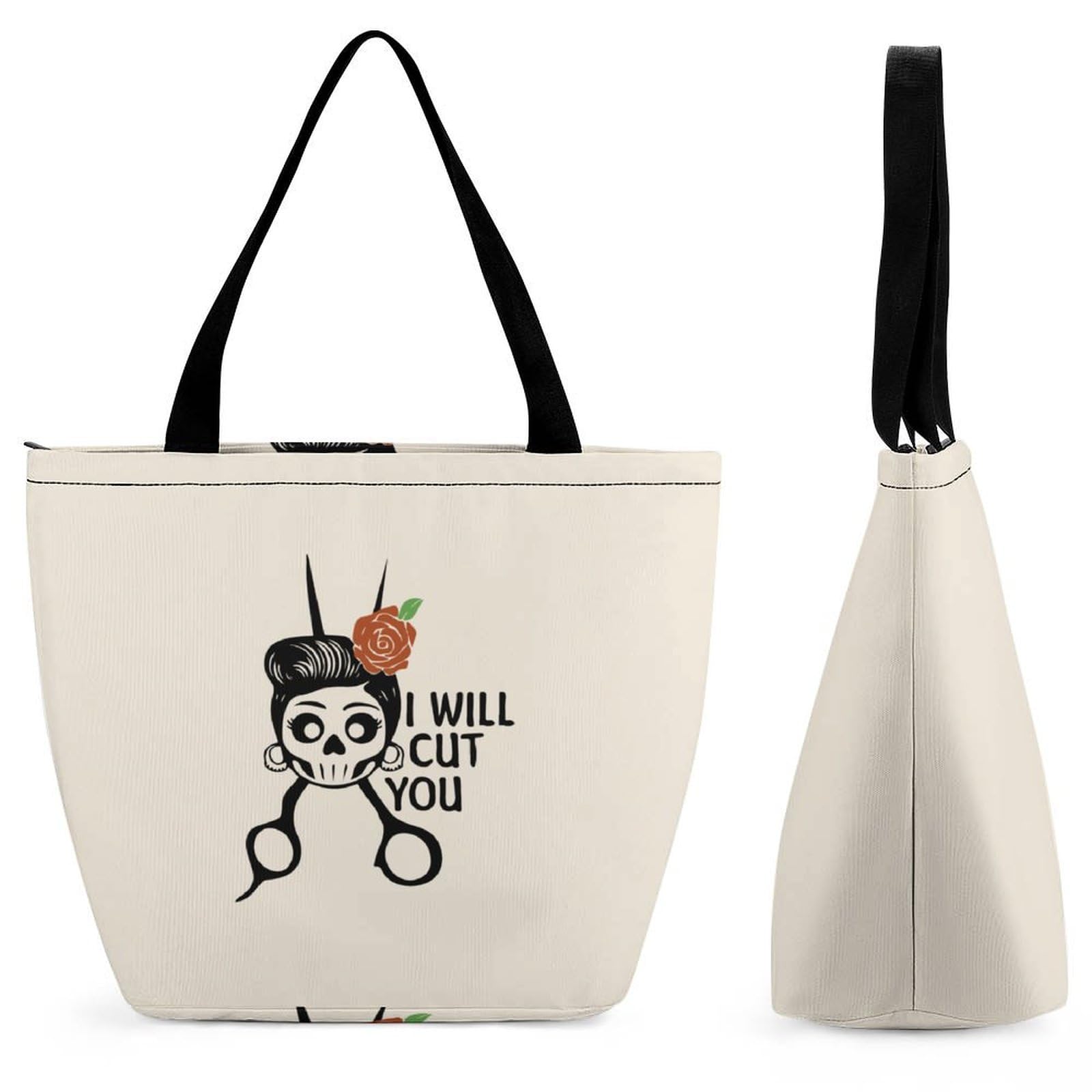 Skull Print Tote Bag - Large Capacity Reusable Shopping Bag for Women & Men | Durable Shoulder Bag for Groceries, Beach, Work & Travel