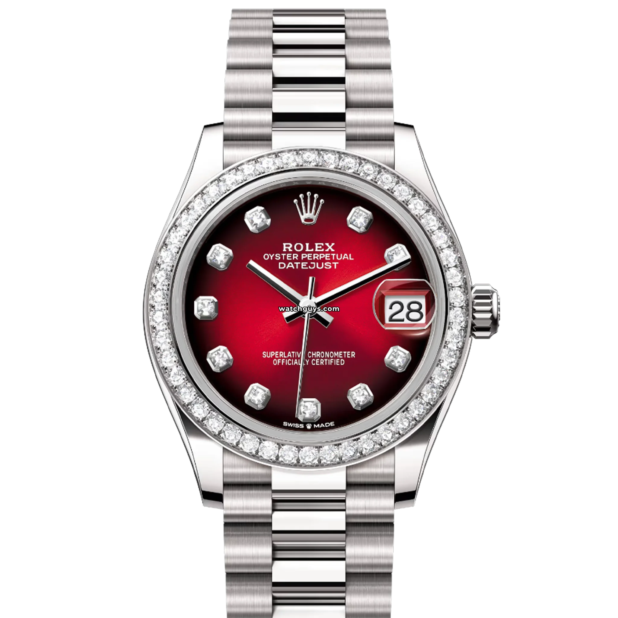 Luxury Rolex Datejust 278289RBR Red Ombre Dial 18K White Gold Watch - Perfect for Business Meetings & Special Occasions