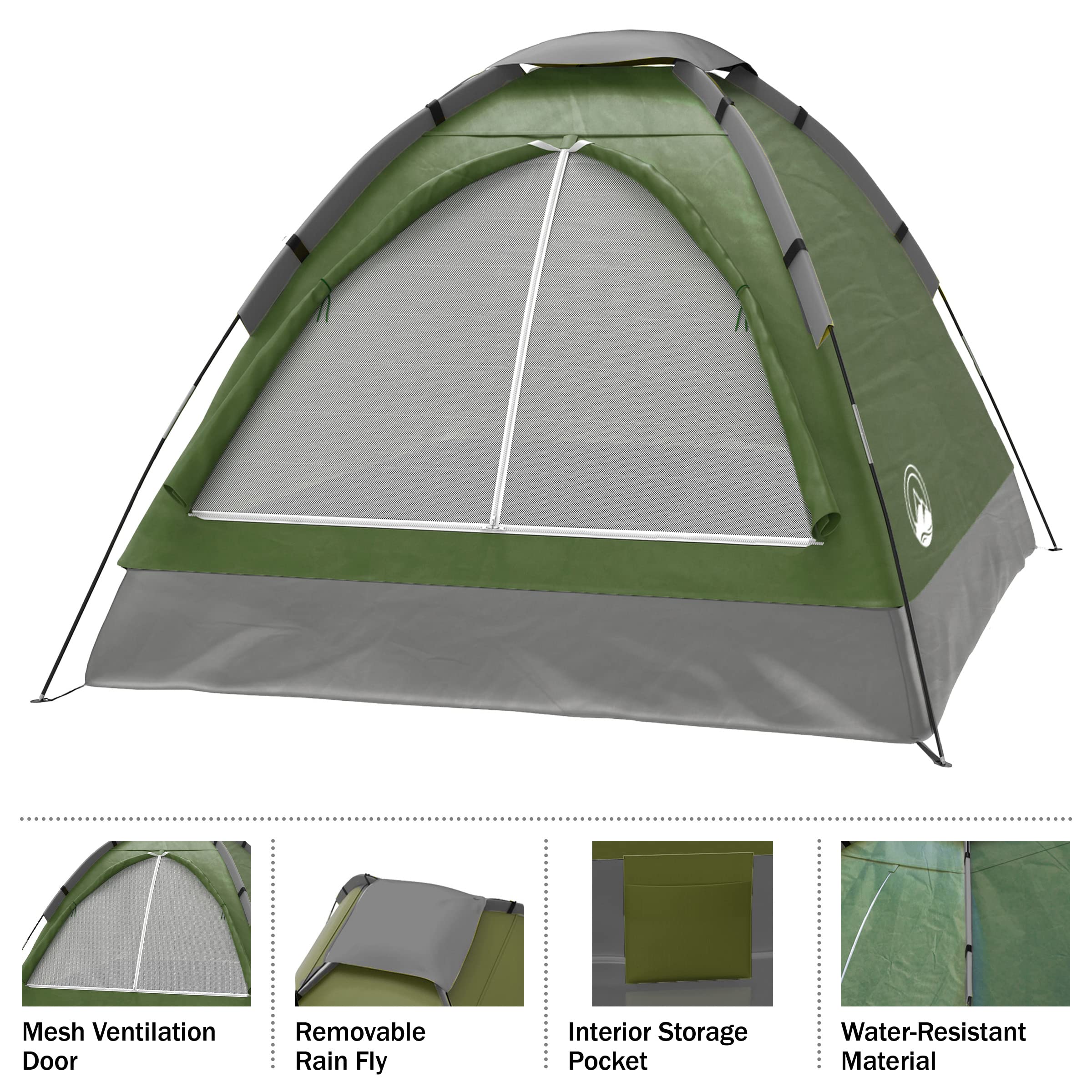 Wakeman 2-Person Camping Tent with Removable Rain Fly & Carry Bag - Lightweight Pop-Up Privacy Tent for Outdoor Adventures, Beach, Hiking, and Backpacking - Perfect as Dressing Room or Portable Shower Shelter