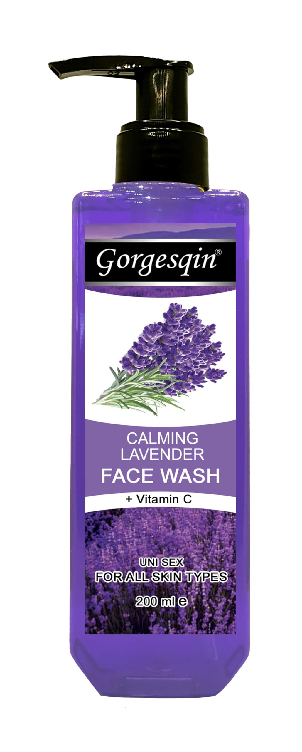 Gorgesqin Lavender Moisturizing & Calming Face Wash - 200ml | Gentle Cleanser for Dry & Sensitive Skin | Perfect for Daily Skincare Routine & Relaxing Nighttime Use