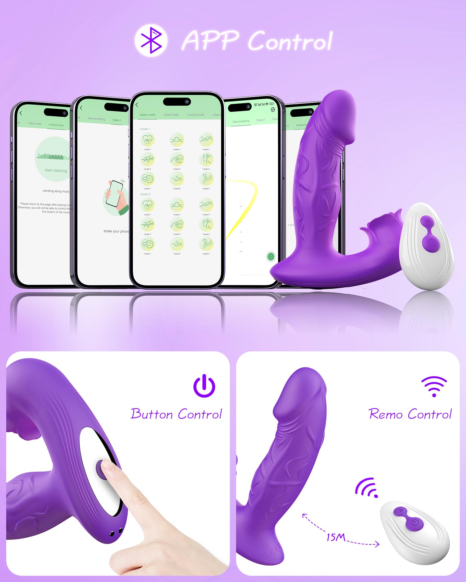 Premium Rose Vibrator for Women - 9 Suction & Vibration Modes, Remote Control G-Spot & Nipple Stimulator, Anal Plug - Adult Sex Toy for Women & Couples (Dark Purple) - Perfect for Solo Play & Couples Intimacy