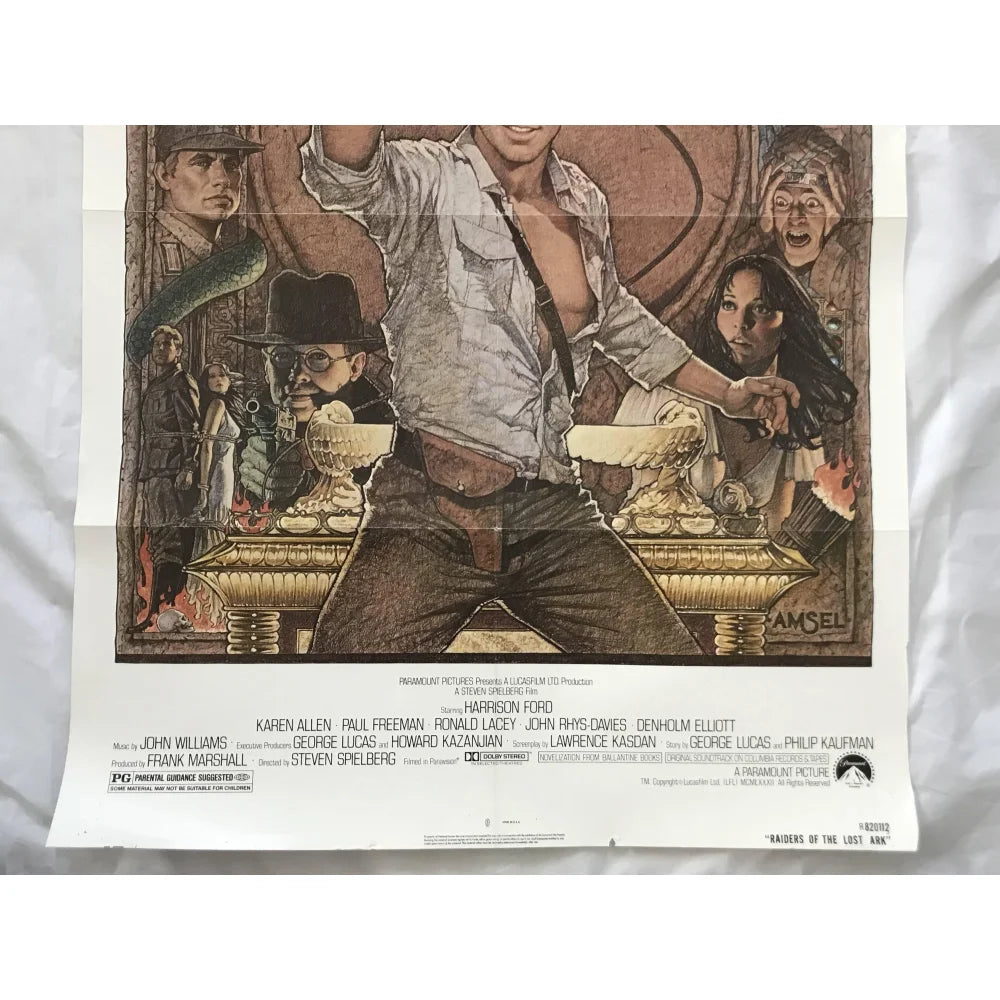 Original 1981 Indiana Jones Raiders of the Lost Ark Movie Poster - First Edition 27x40 - Vintage Film Memorabilia for Home Theater & Collector's Display