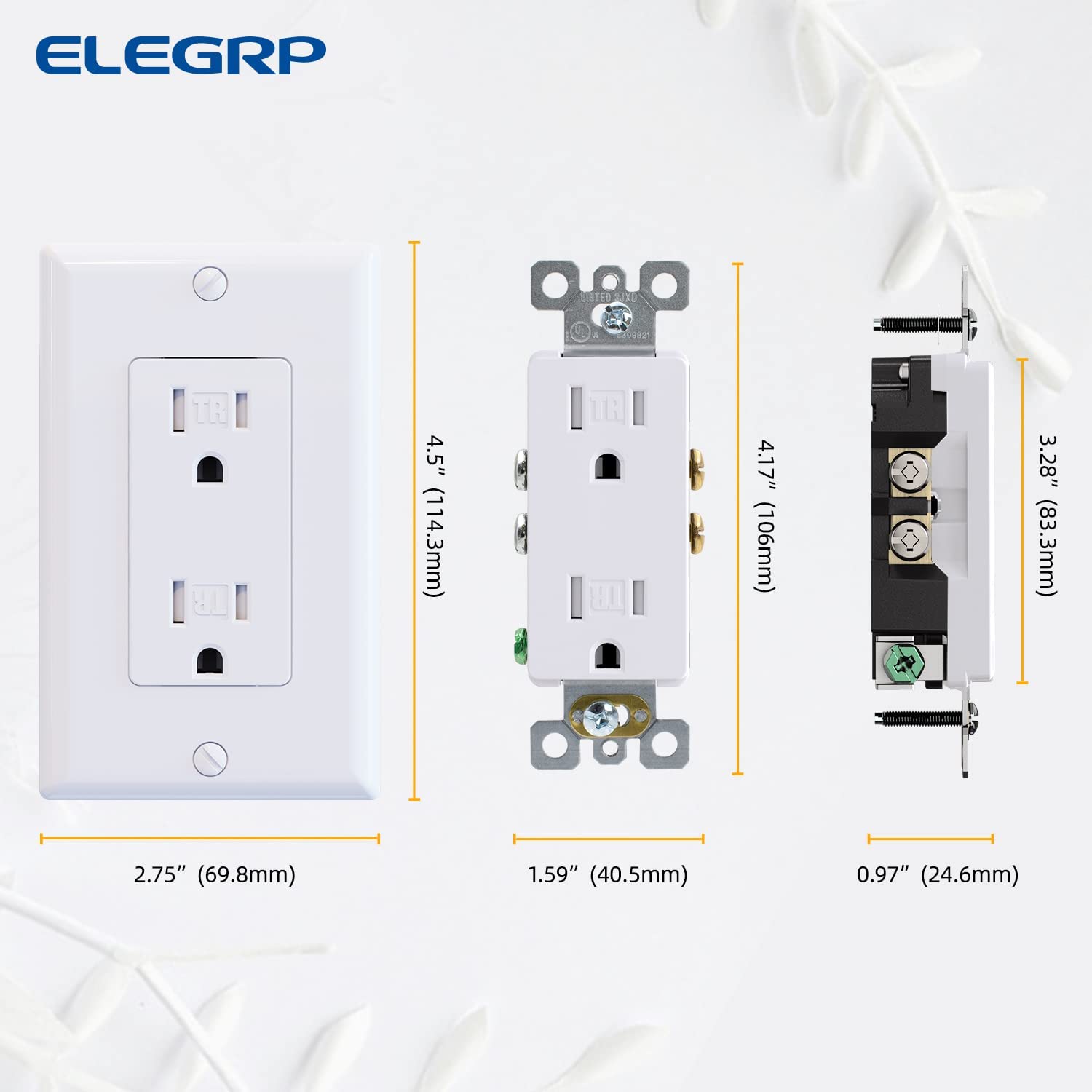 ELEGRP 4-Way Toggle Light Switch & 15 Amp Tamper Resistant Outlet - 10 Pack, Glossy White - Perfect for Home, Office, and Commercial Electrical Upgrades