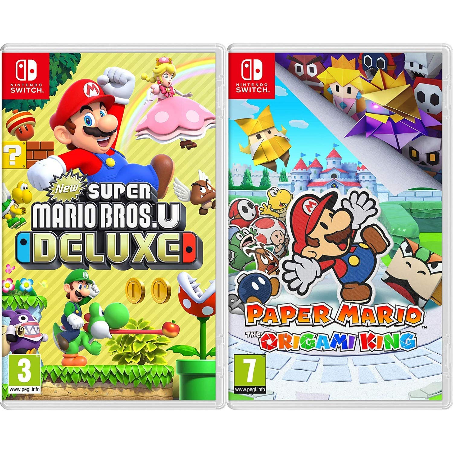 New Super Mario Bros. U Deluxe & Paper Mario Origami King Bundle - 2 Nintendo Switch Games for Family Fun & Adventure Gaming