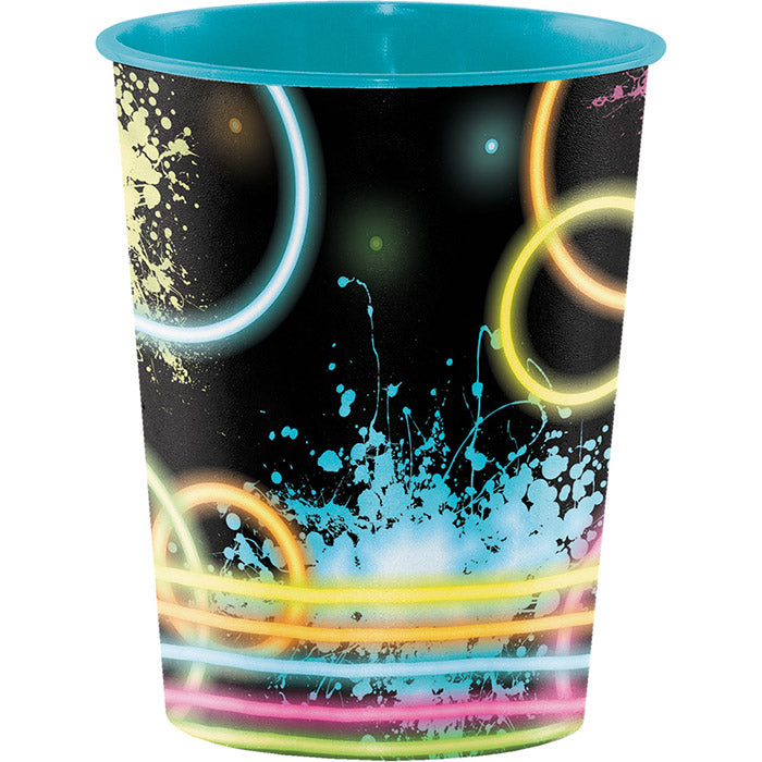 12-Piece Bulk Glow Party Cups - 16 oz Plastic Party Favors for Glow in the Dark Events, Birthday Parties & Nightclubs