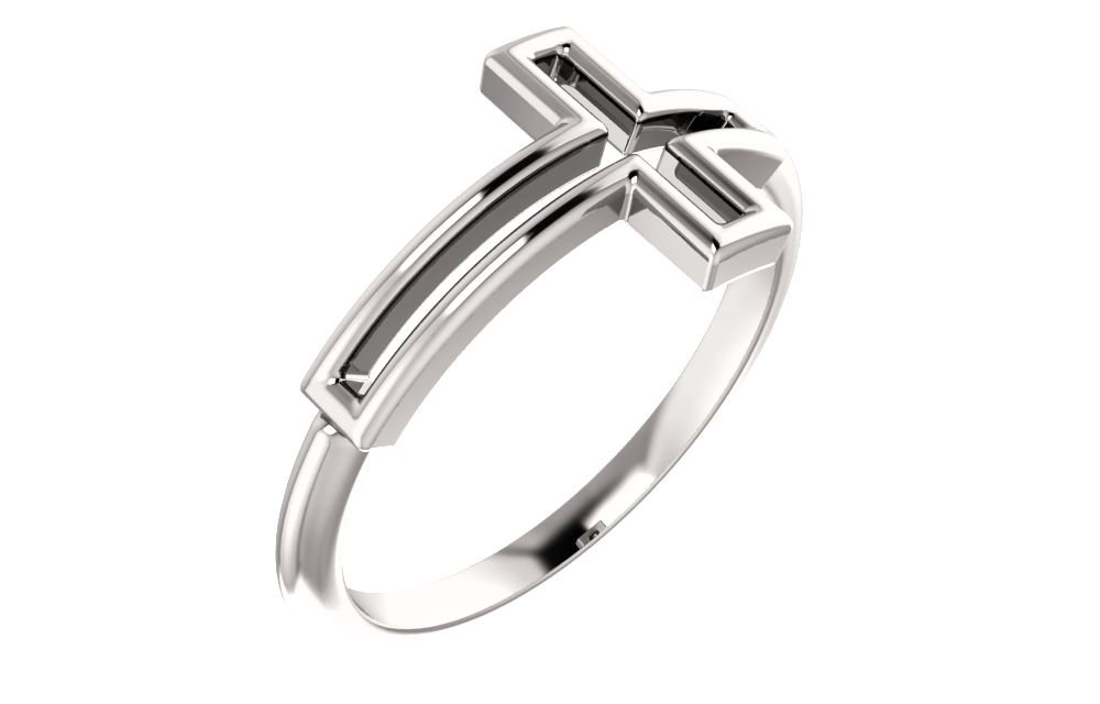 14K White Gold Cross Ring for Women - Elegant Religious Jewelry Gift for Baptism, First Communion & Everyday Wear
